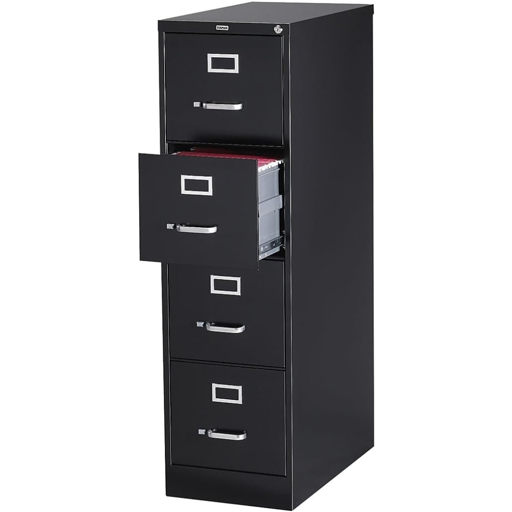 4-Drawer Lockable File Cabinet, Black