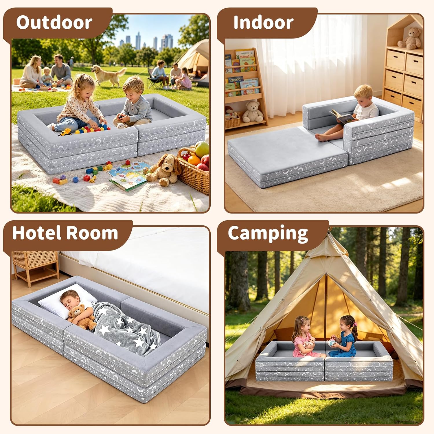 Portable Toddler Travel Bed, 3 in 1 Foldable Toddler Floor Bed No Assembly - Image 8