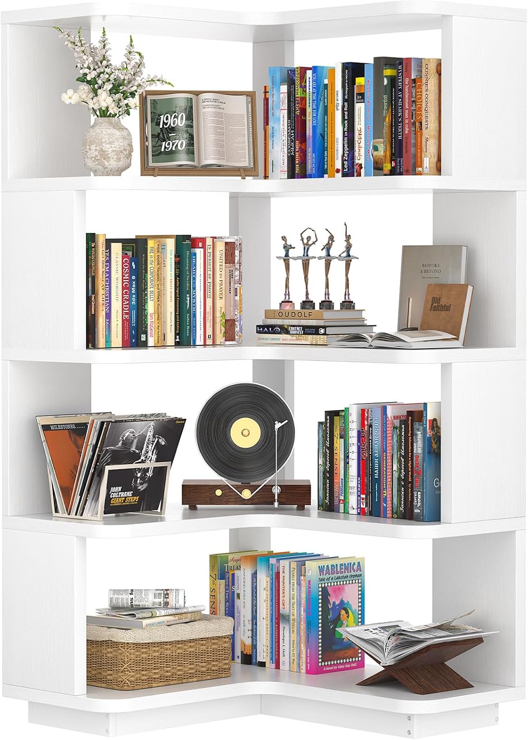 Corner Book Shelf, 6-Shelf L Shaped Corner Bookshelf with Baffle - Image 20