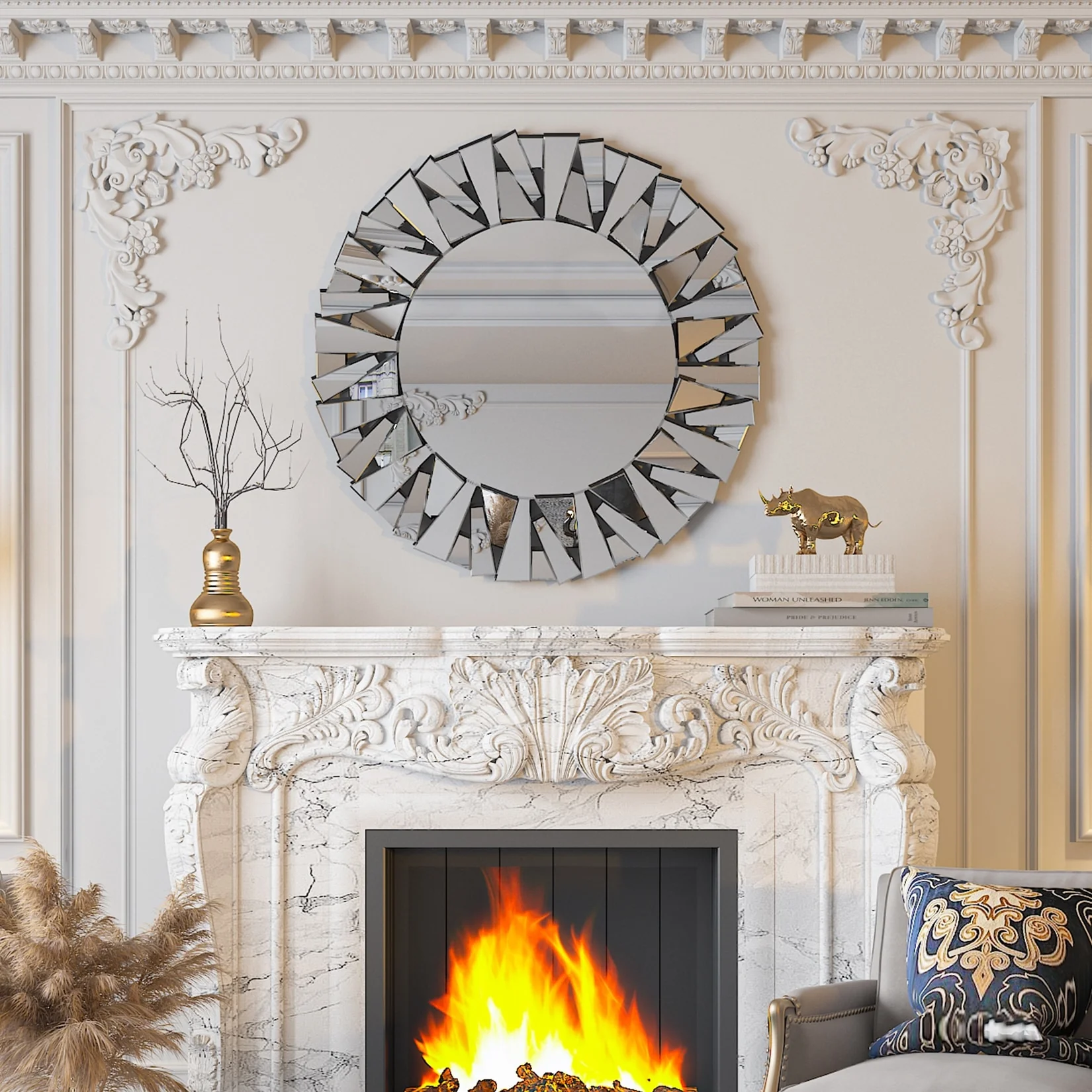 32 Inch Round Decorative Wall Mirror, Glass Accent Mirror for Home Decor - Image 10