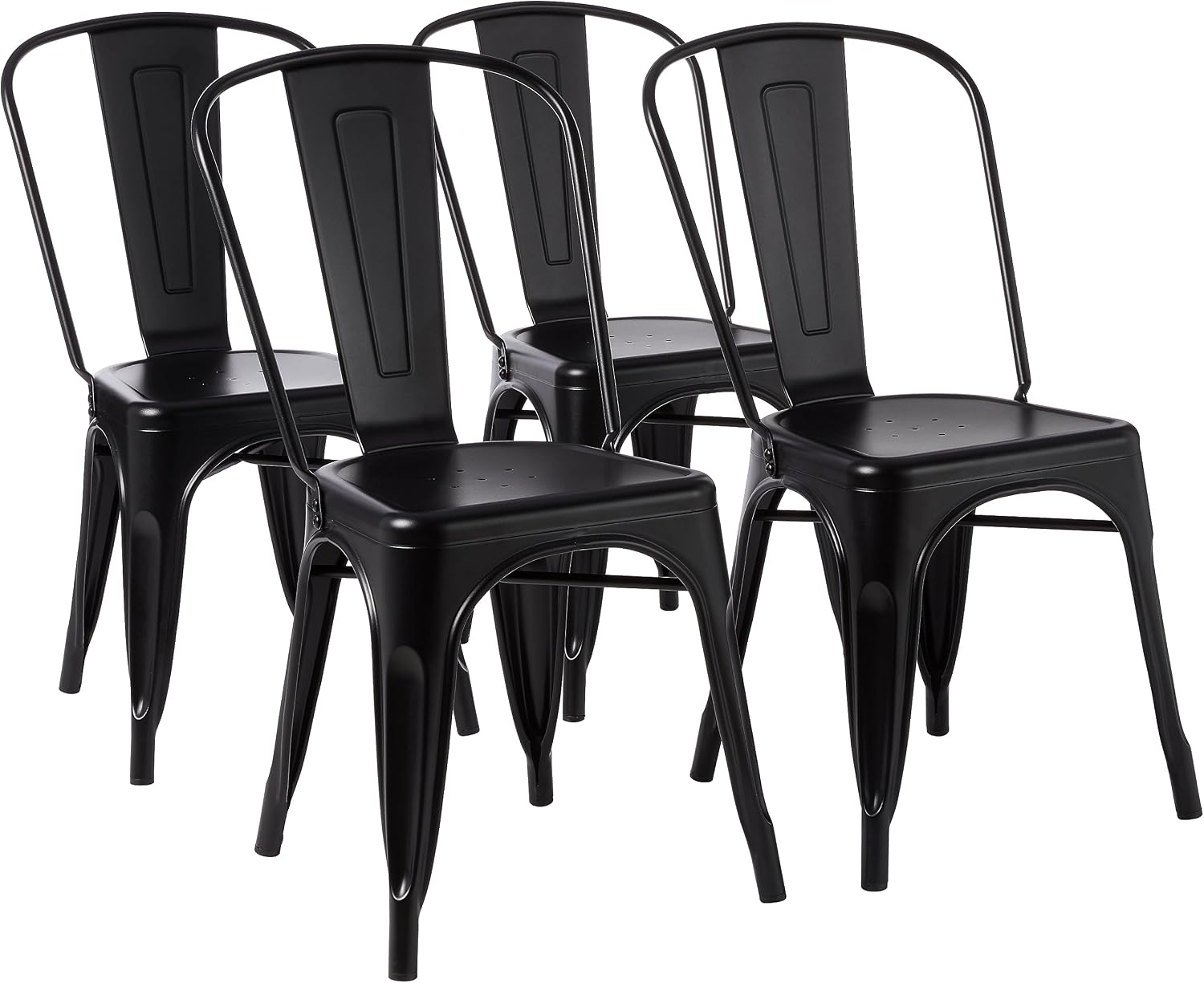 Metal Dining Chairs, Easy to Assemble, Indoor/Outdoor, Stackable, Matte Black, 4-Pack - Image 2