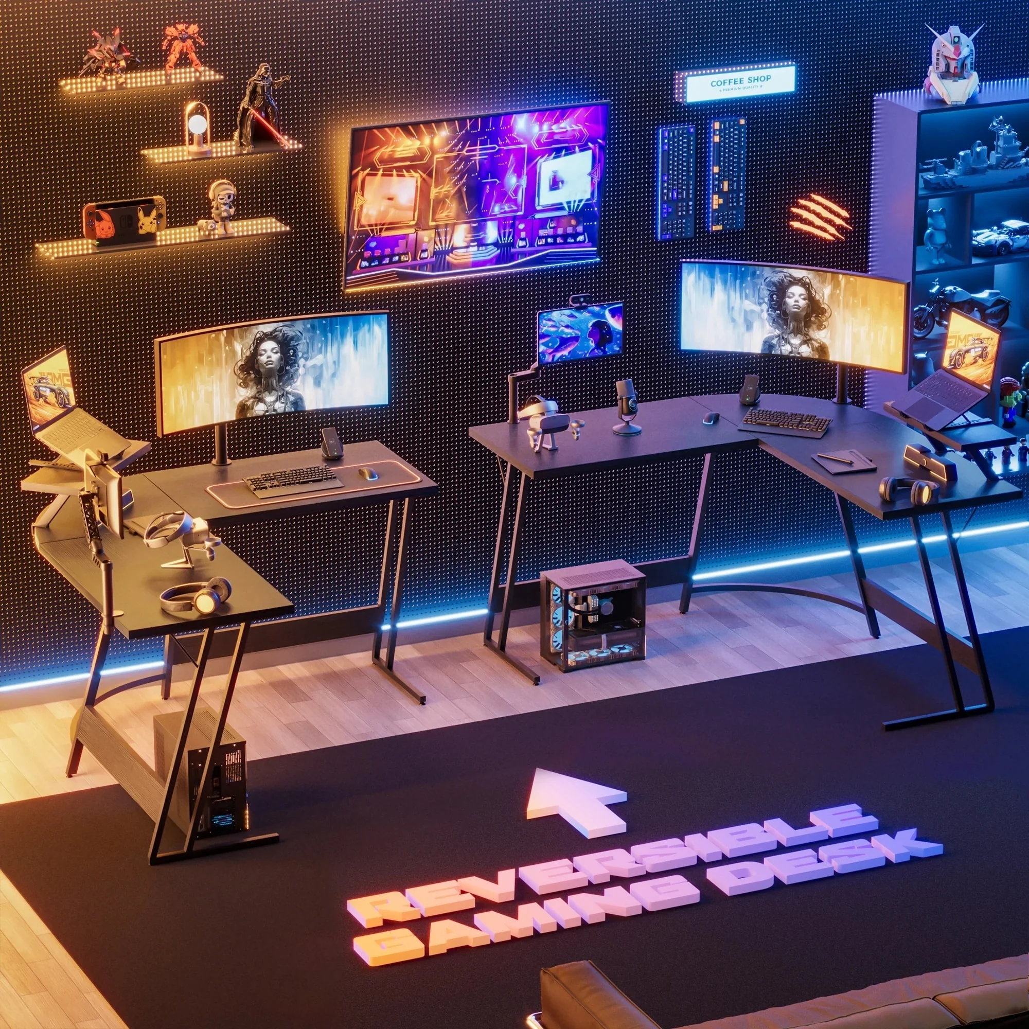L-Shaped Gaming Desk, Computer Corner Desk and Office Writing Desk for Home - Image 21