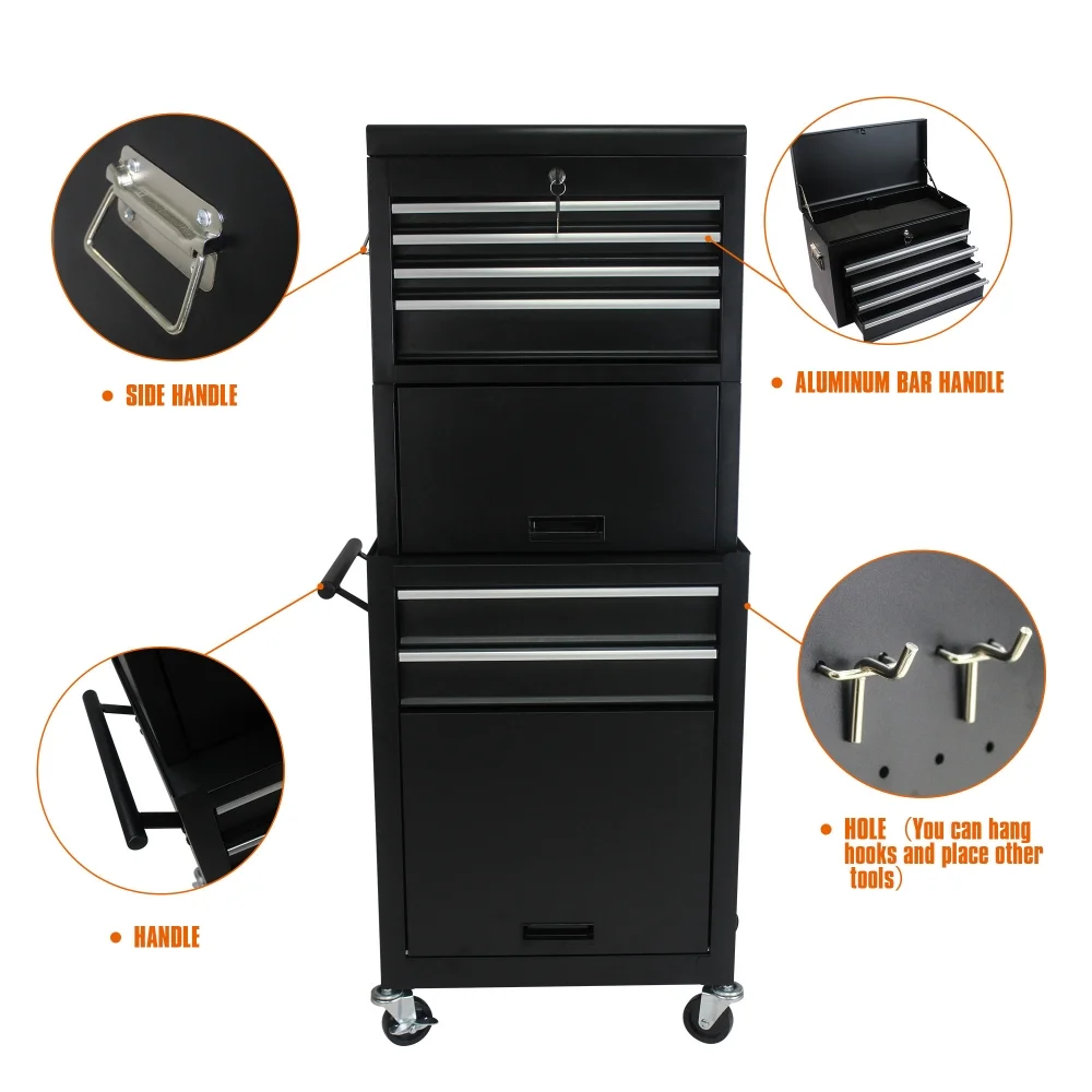 6 Drawers Rolling Tool Chest Cabinet,High Capacity Tool Storage Cabinet ,Rolling Tool Box with Wheels and Locking System,Portable Tool Organizer for Garage Warehouse Workshop - Image 2