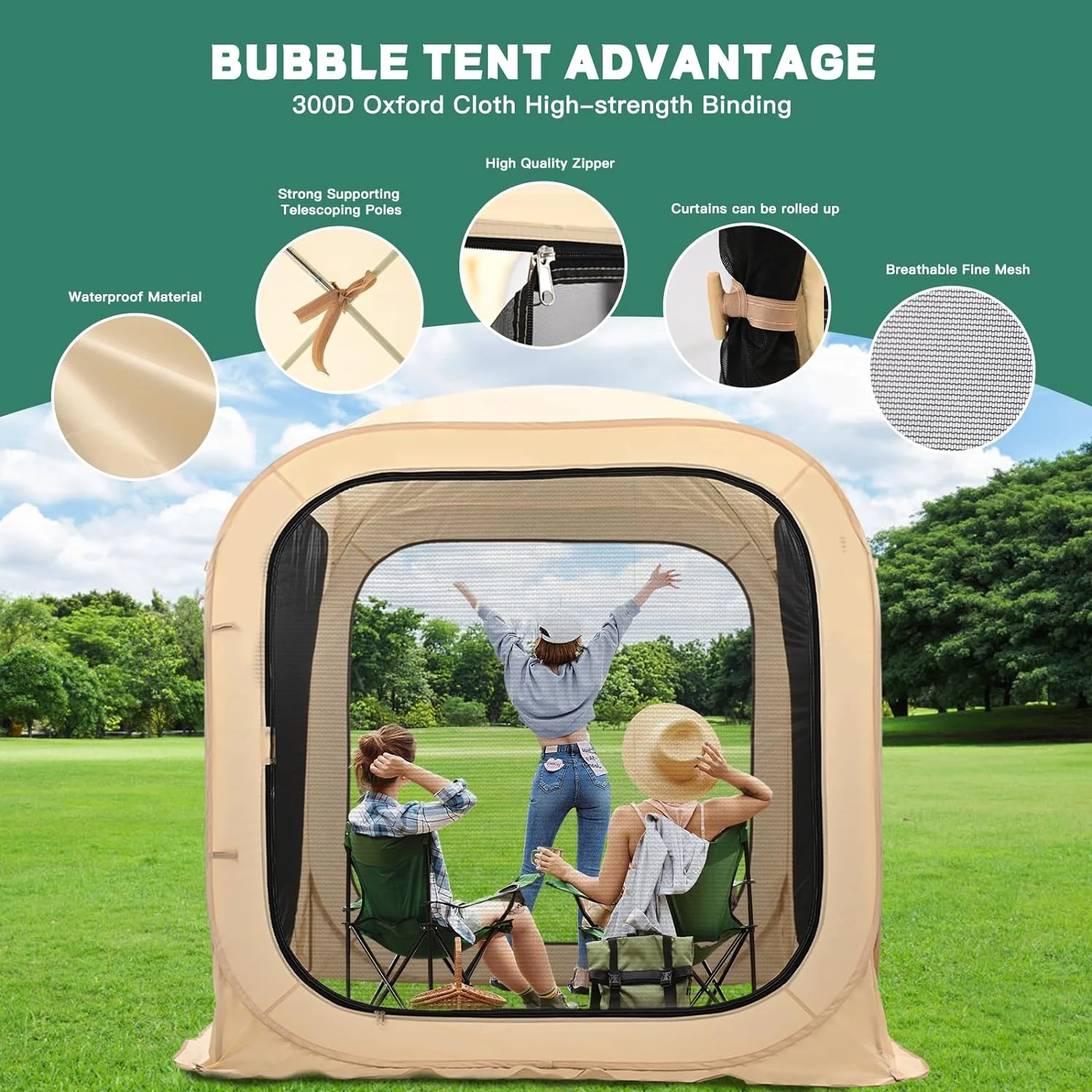 Slsy Screen House Tent Pop-Up, Portable Screen Room Canopy Instant Screen Tent Outdoor Camping Tent with Carry Bag for Patio, Backyard, Deck & Outdoor Activities - Image 11