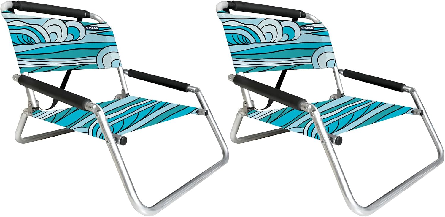 Lightweight Portable Foldable Recliner Beach Chairs, with Slip Pockets and Shoulder Strap, 2 Pack, Black, XL - Image 3