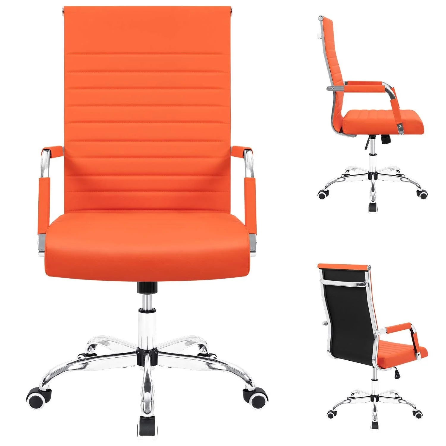 Ergonomic Ribbed Office Chair, Modern Computer Desk Chair with Comfortable Upholstered Seat for Home and Office - Image 19