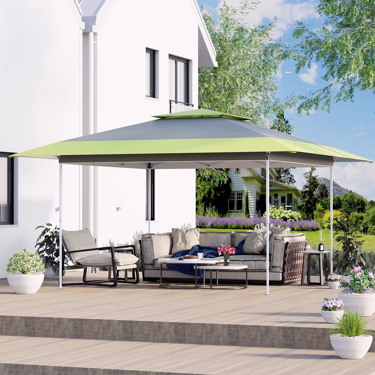 AVAWING 12x12 ft Outdoor Pop-up Canopy Party Tent Easy Setup Patio Wedding Tent, Khaki - Image 18