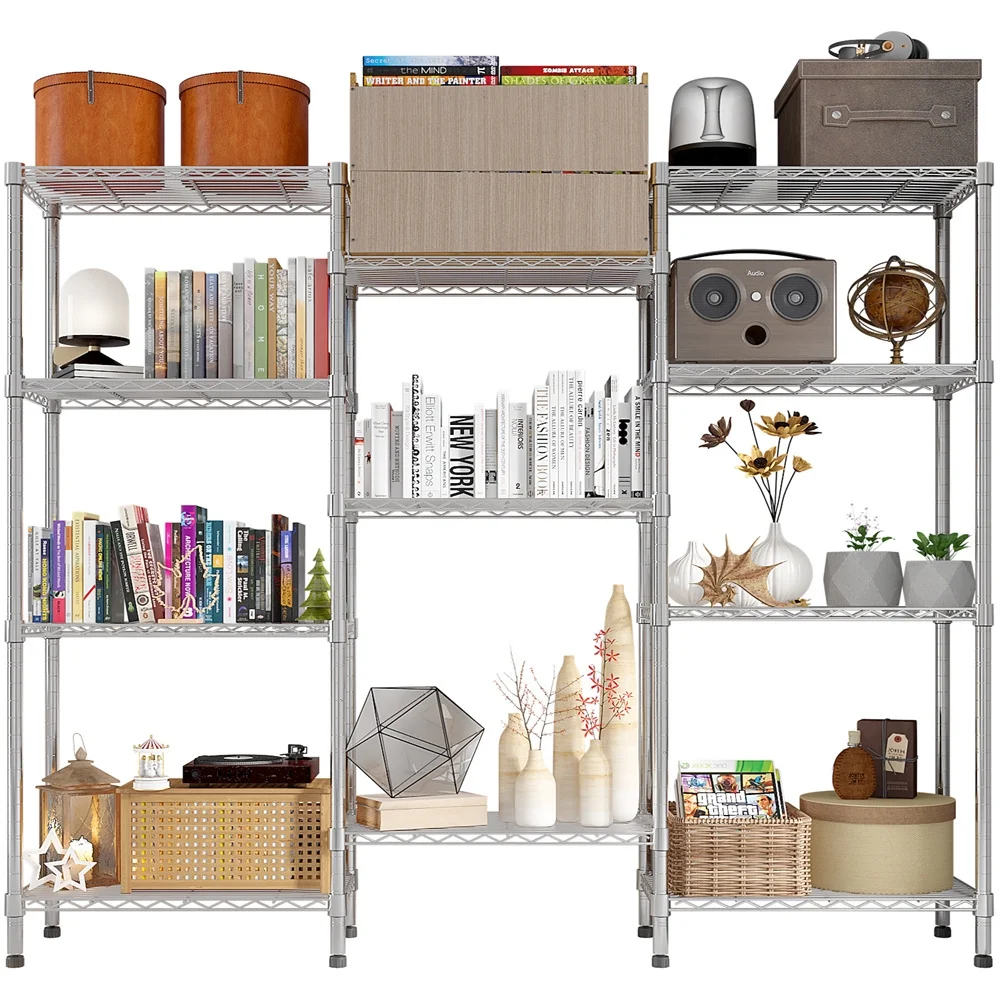 Tcbosik Heavy Duty Wire Shelving Unit, 4-Tier Adjustable DIY Metal Rack, Storage Organizer for Kitchen, Pantry, Garage, Silver - Image 2