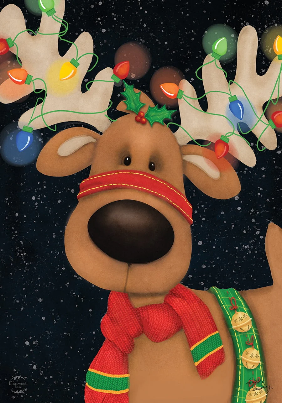 Reindeer in Lights Christmas House Flag Holiday 28" x 40" Briarwood Lane - Image 2