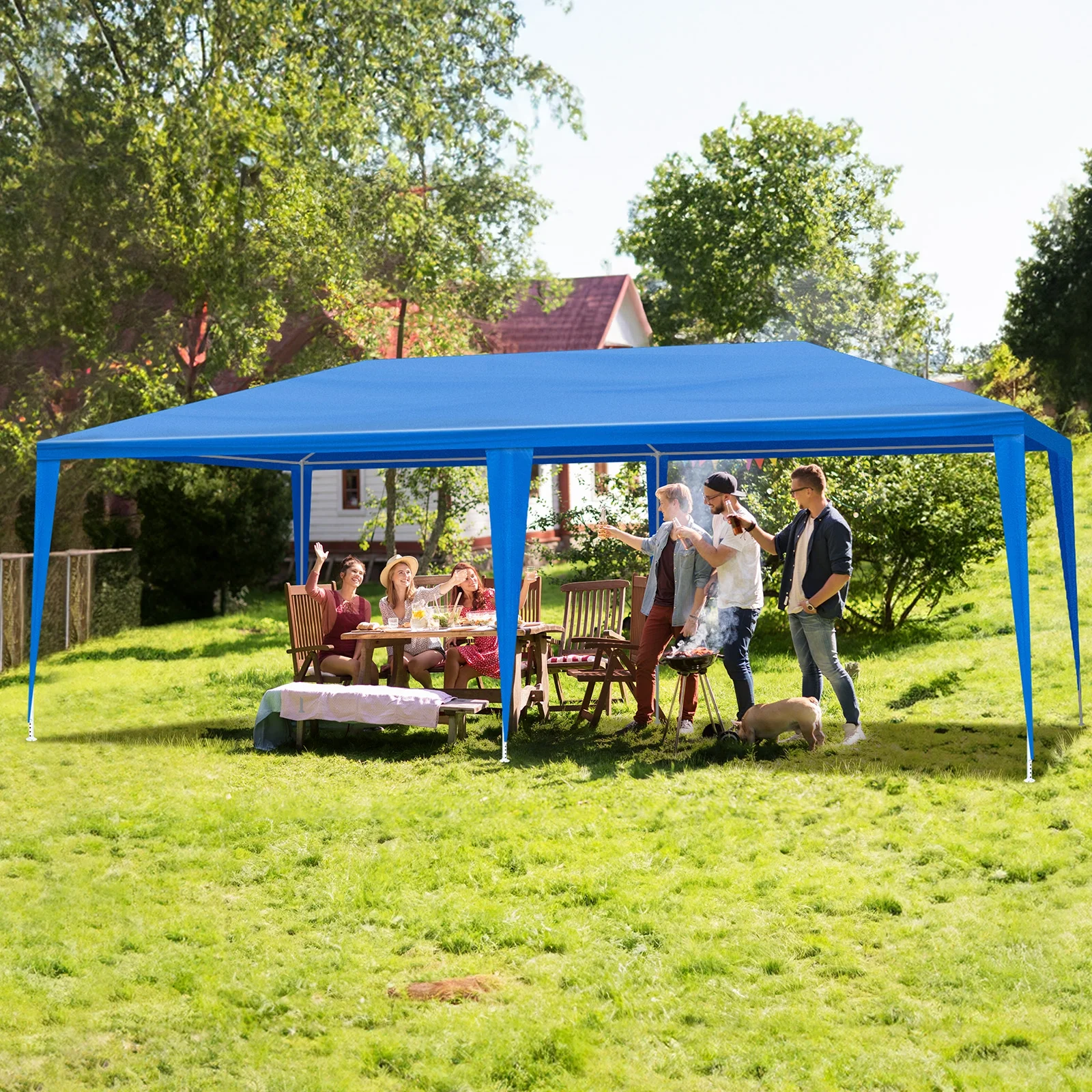 10'x20' Outdoor Party Tent with 6 Removable Sidewalls, Waterproof Canopy Patio Wedding Gazebo, Blue - Image 12
