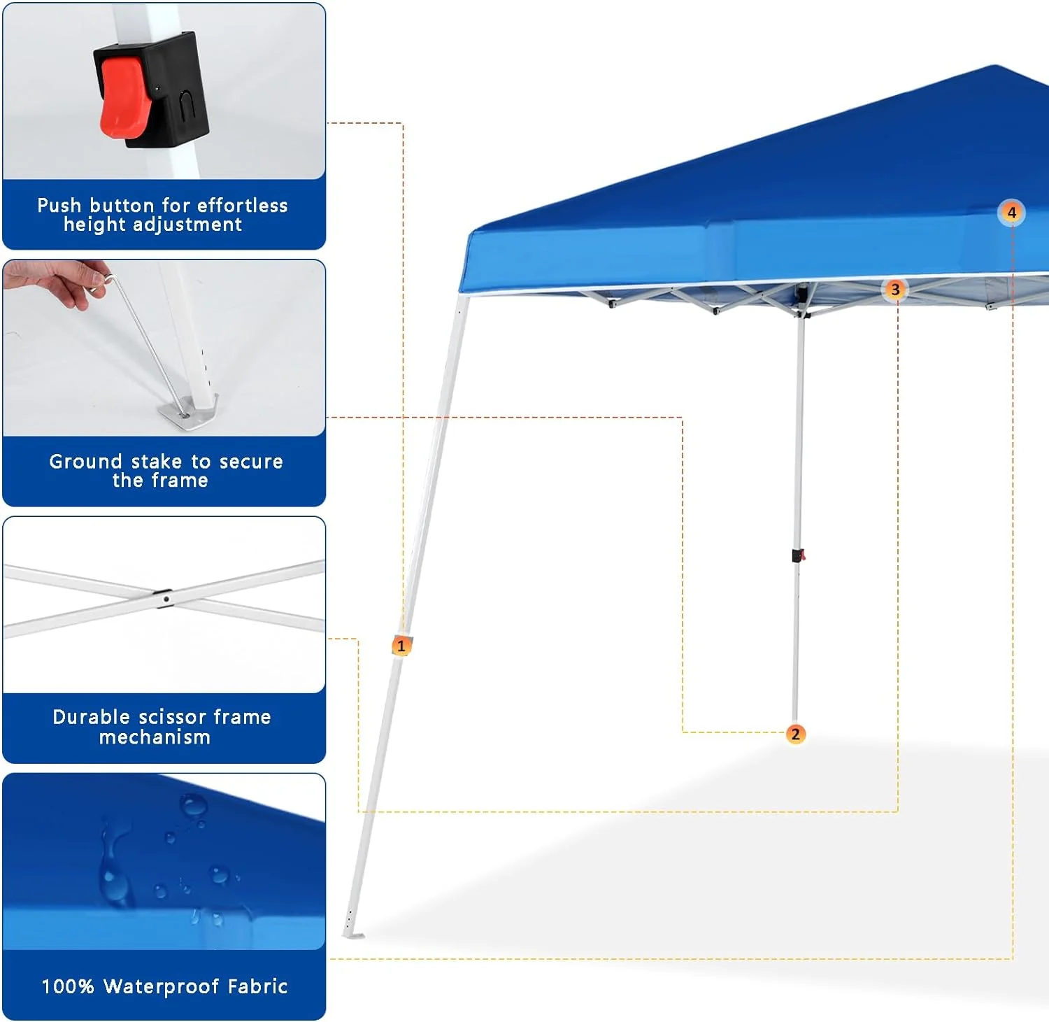 Abba Patio 10'x10' Outdoor Pop up Canopy Tent w/ Carry Bag, Blue - Image 6