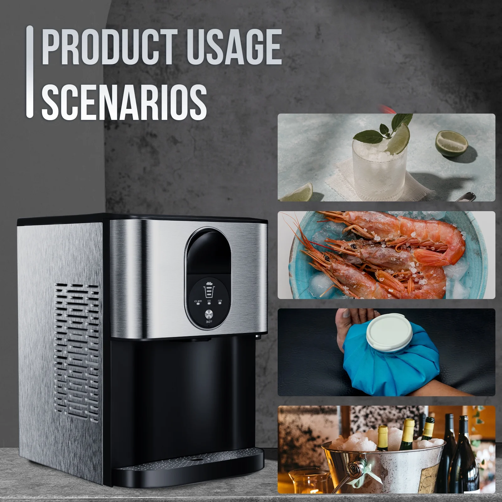 Auseo Ice Maker Countertop with Soft Chewable Ice, 44 Lbs/24H, Self-Cleaning, One-Click Operation for Home/Party(Black) - Image 14