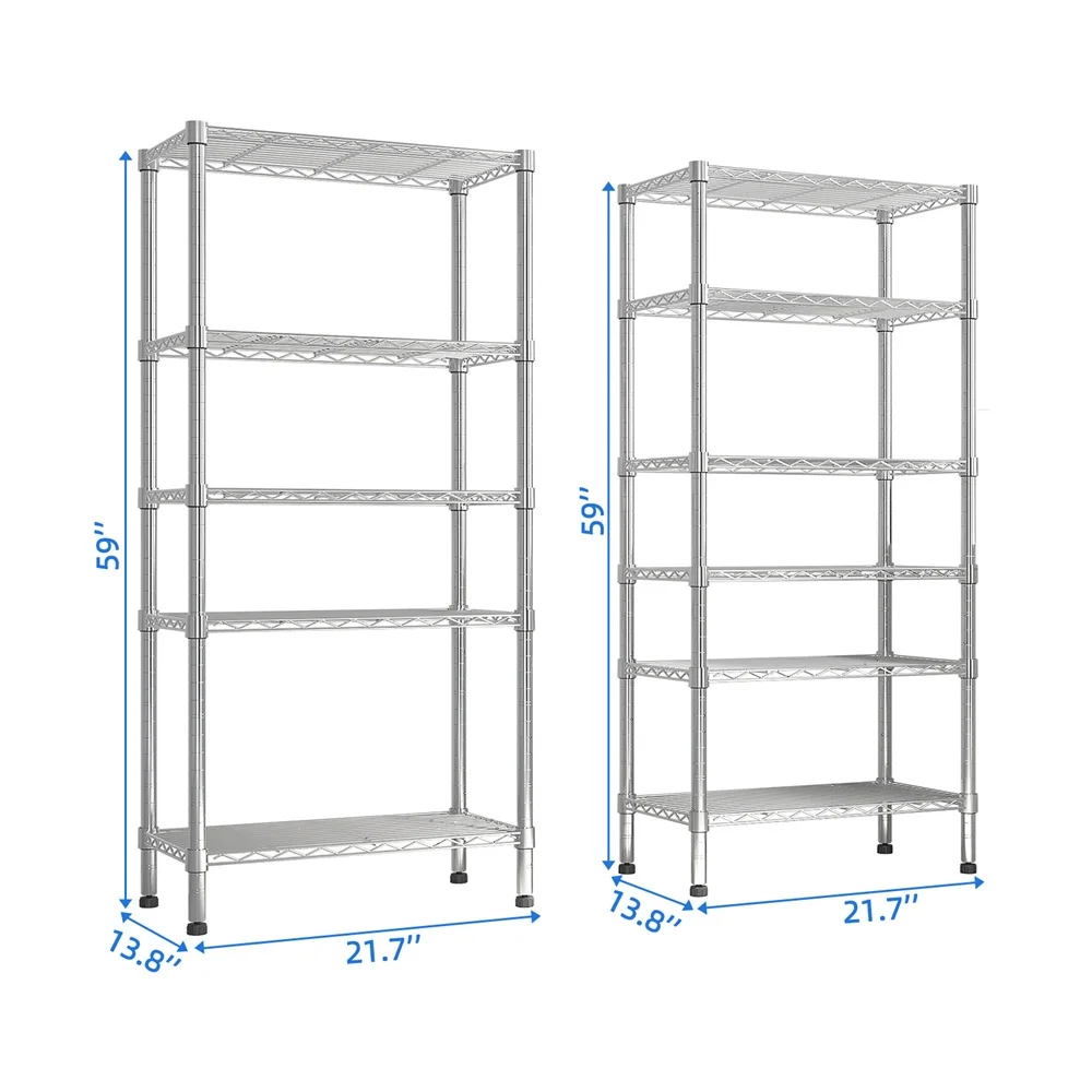 Tcbosik Heavy Duty Wire Shelving Unit, 4-Tier Adjustable DIY Metal Rack, Storage Organizer for Kitchen, Pantry, Garage, Silver - Image 4