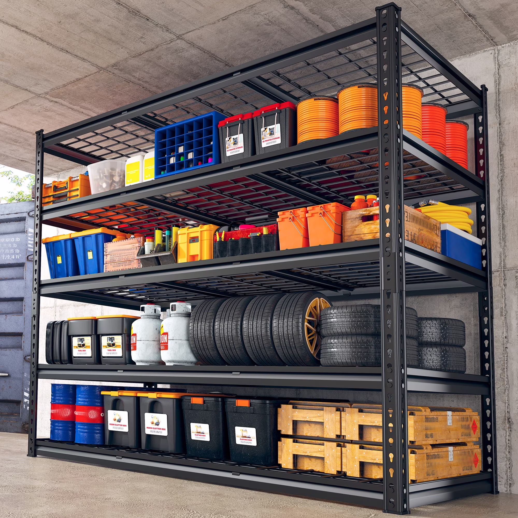 REIBII 48" W Garage Shelving Units 5 Tier Storage Shelves Heavy Duty Adjustable Metal Utility Shelf-72" H x 48" W x 24" D - Image 7