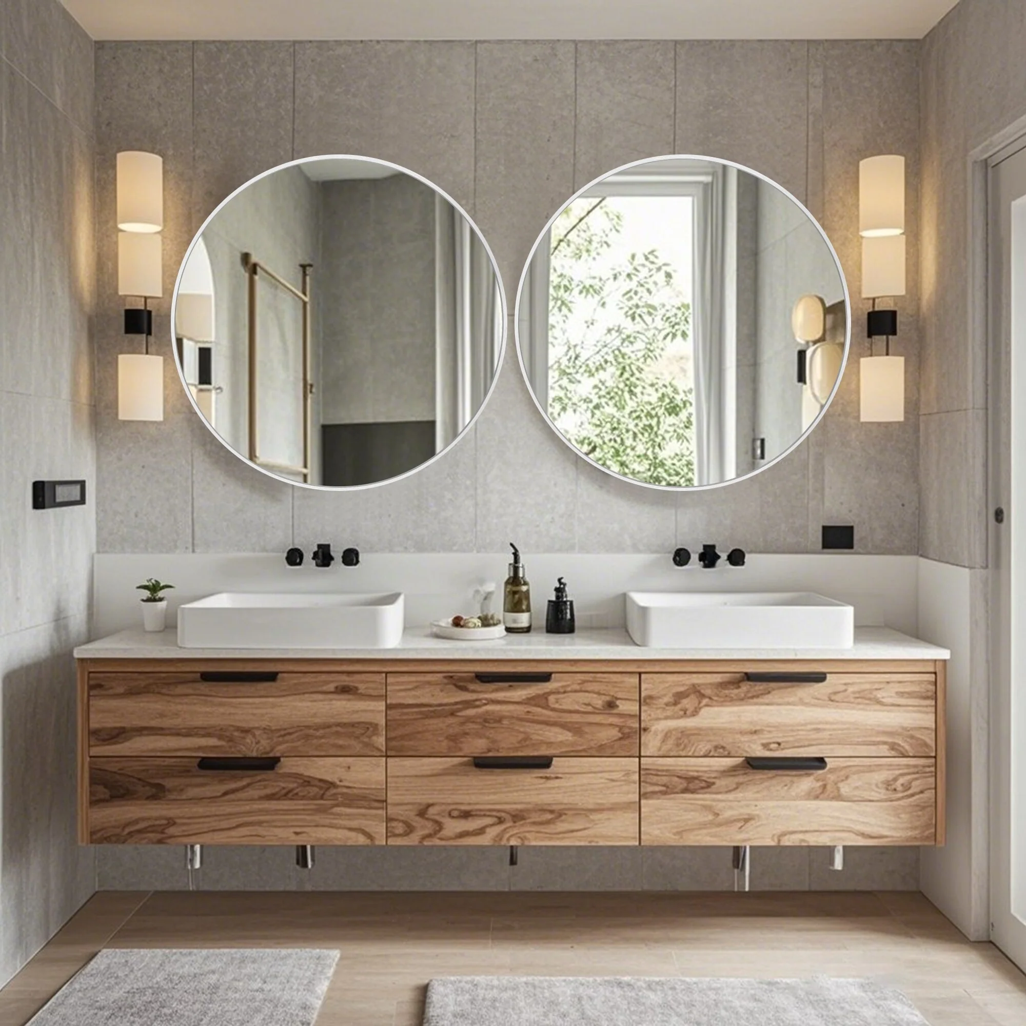 Modern Round Bathroom Vanity Mirror, Wall Mounted Circular Mirror for Bathroom, Bedroom and Home Decor - Image 31
