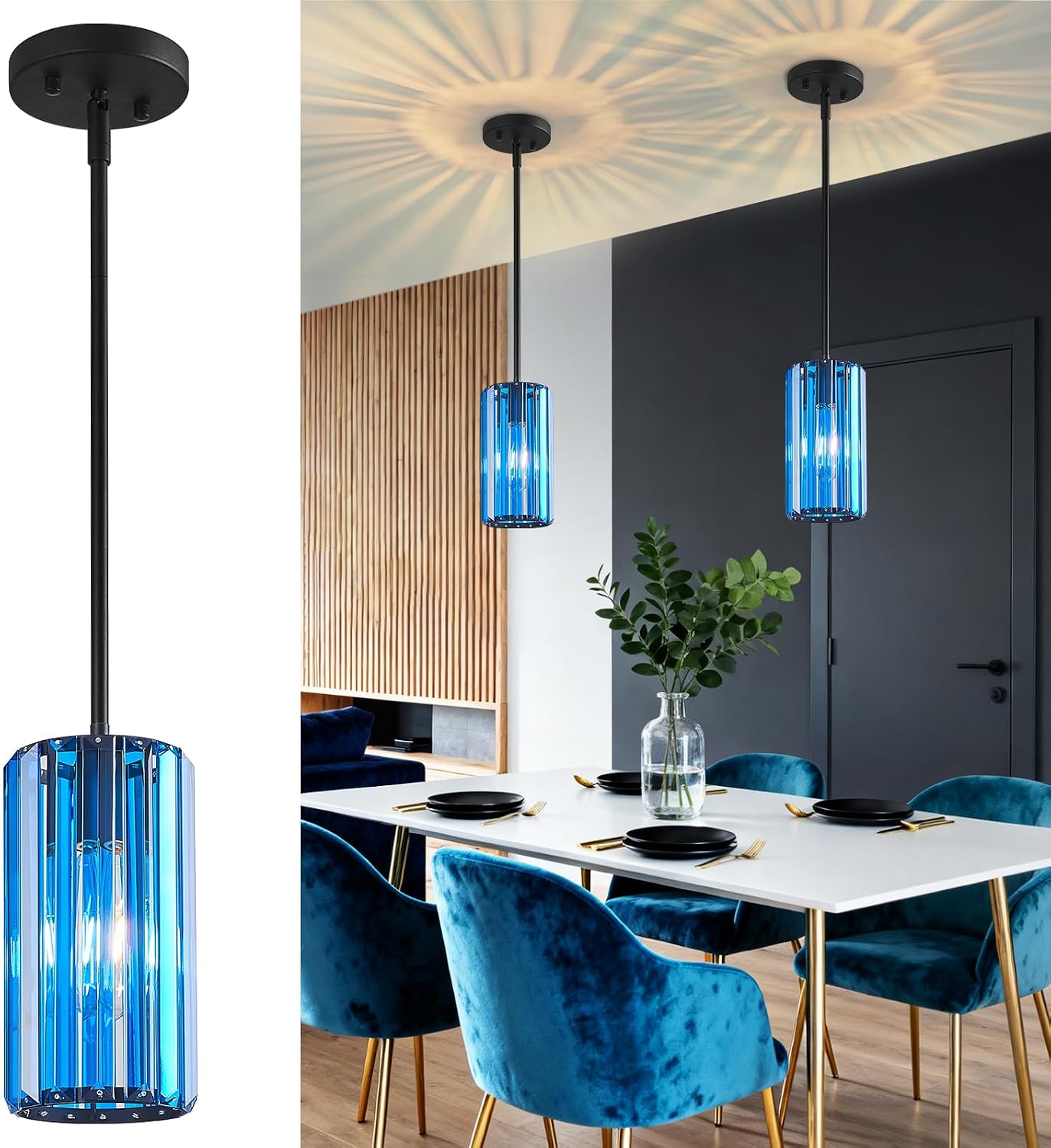 Chrome Pendant Lighting, Modern Pendant Light, Mini Crystal Chandeliers, Adjustable Pendant Light Fixture for Kitchen Island, Dining Room, Corridor & Bedroom (Chrome, 3-Pack) - Image 20