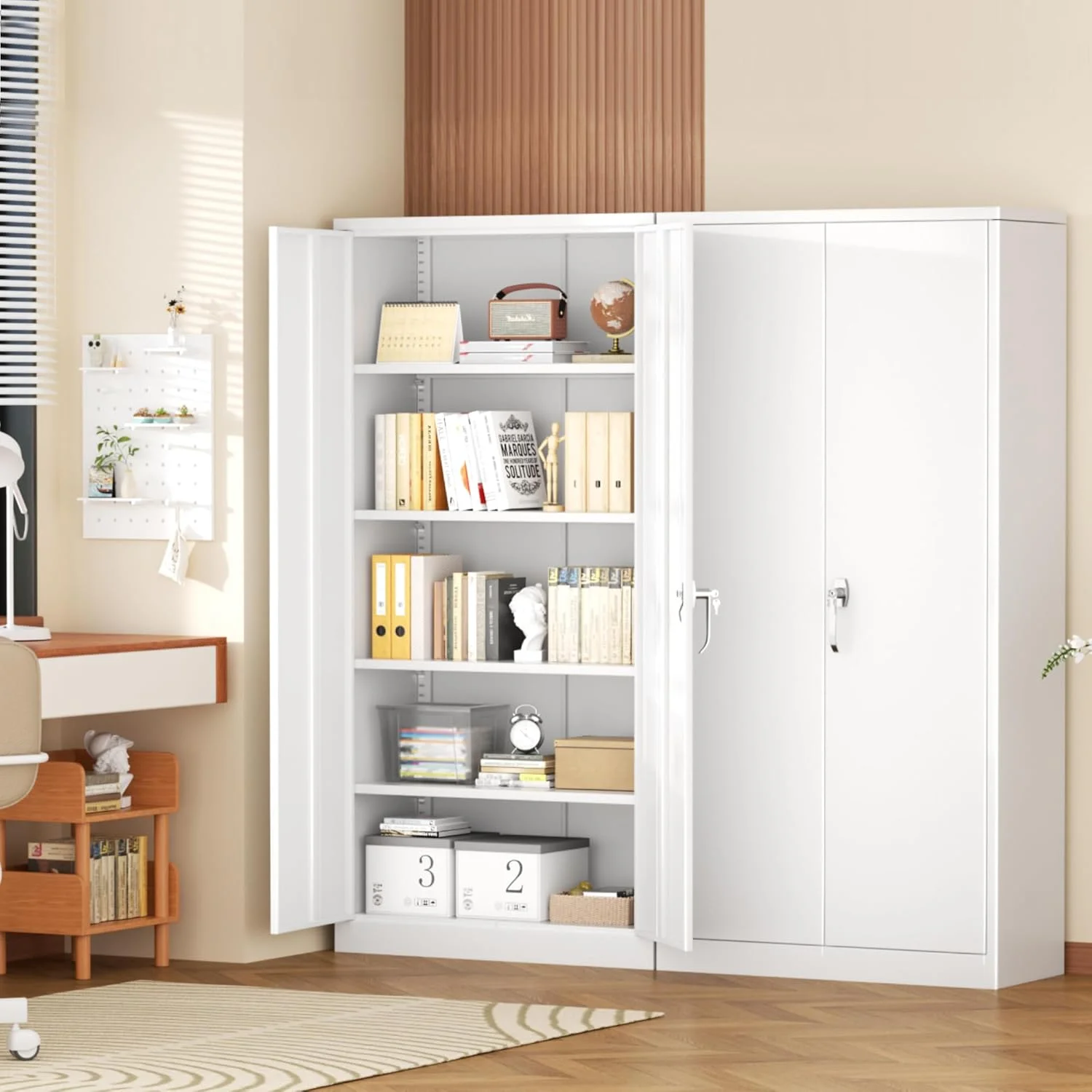 SOLAURA Metal Storage Cabinet with Wheels, 73" Garage Rolling Cabinet with Locking Door and 4 Shelves, Tool Cabinet on Caster for Home, Office, Black - Image 66