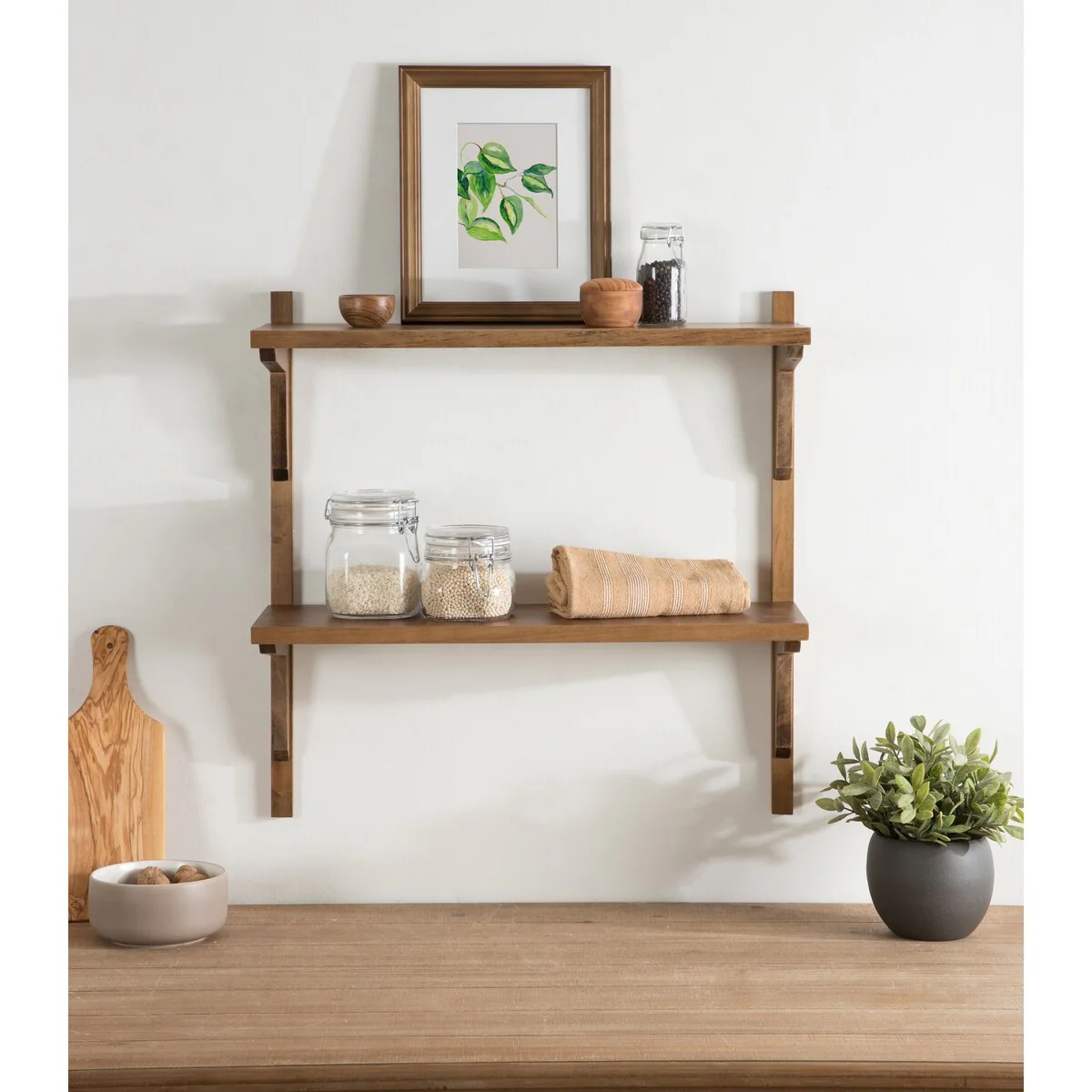 Mid-Century Wall Shelves, 24x8x24 Inch Decorative Wall Mounted Storage and Display Shelving for Home Decor - Image 10