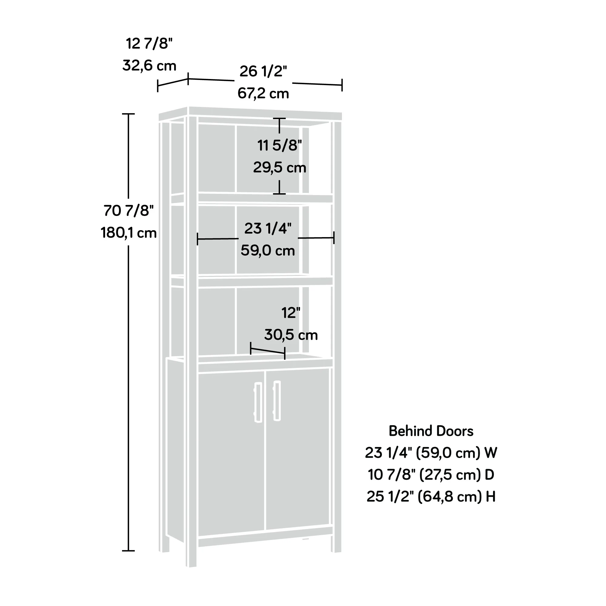 Sauder Two-Door Storage Cabinet, White Finish - Image 4
