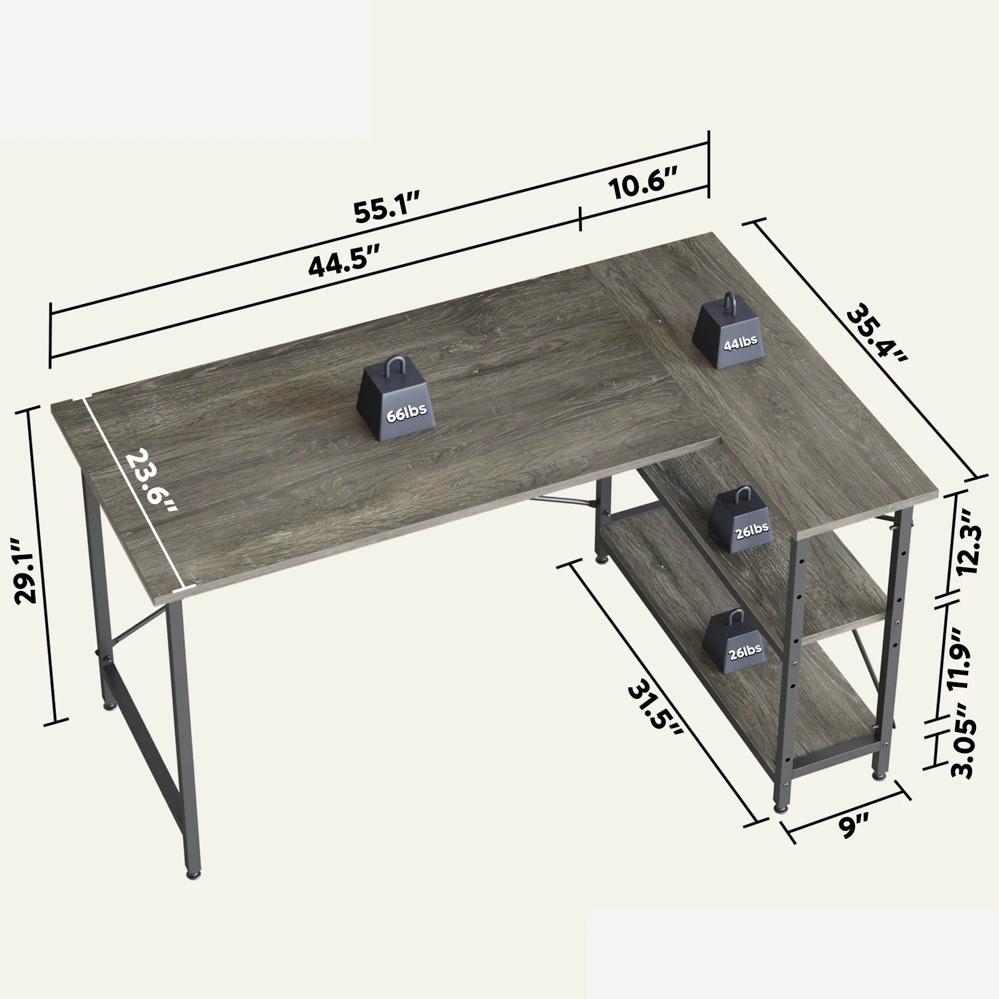 Small L Shaped Computer Desk with Storage Shelves, Compact Corner Workstation for Home Office and Study - Image 35