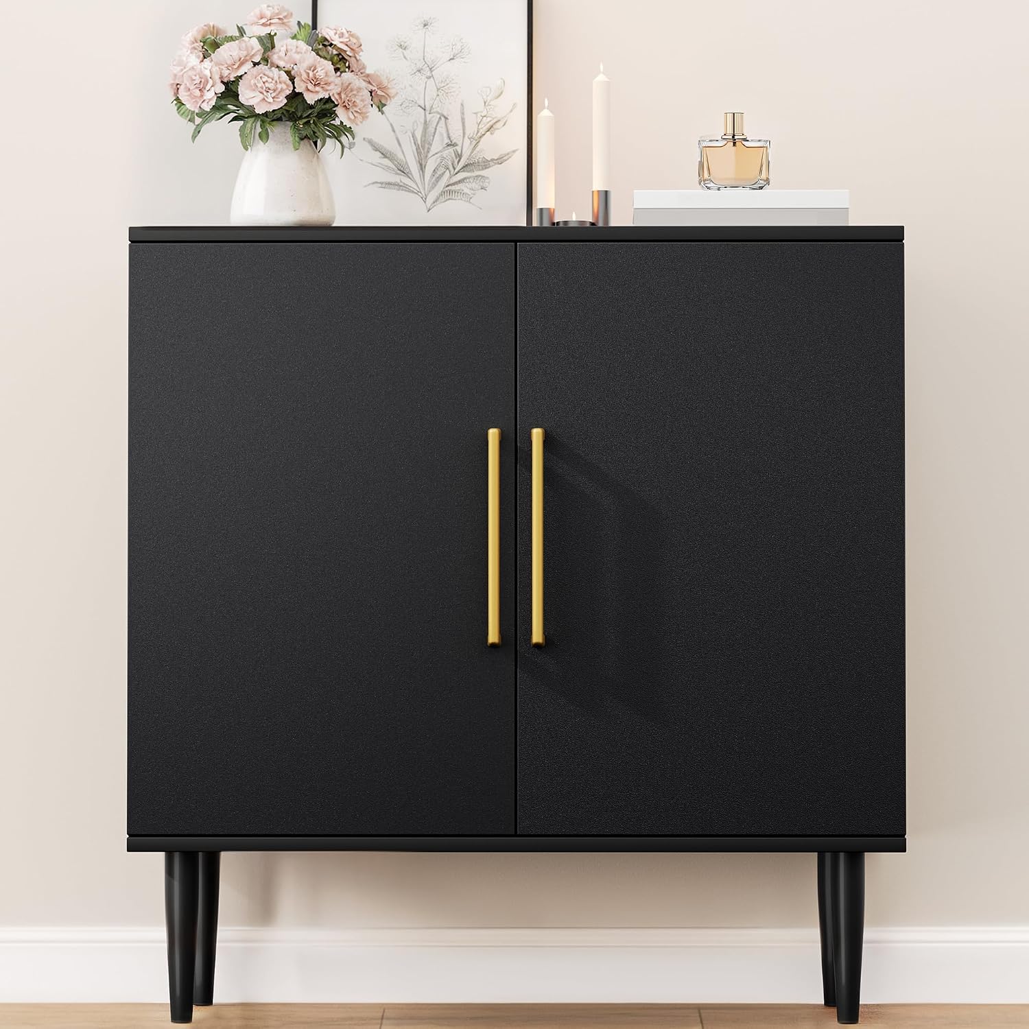 Fluted Storage Cabinet, Free Standing Buffet, Wood Sideboard, Multifunctional Accent Storage for Living Room, Hallway, Entryway, Dining Room (1, Oak) - Image 2