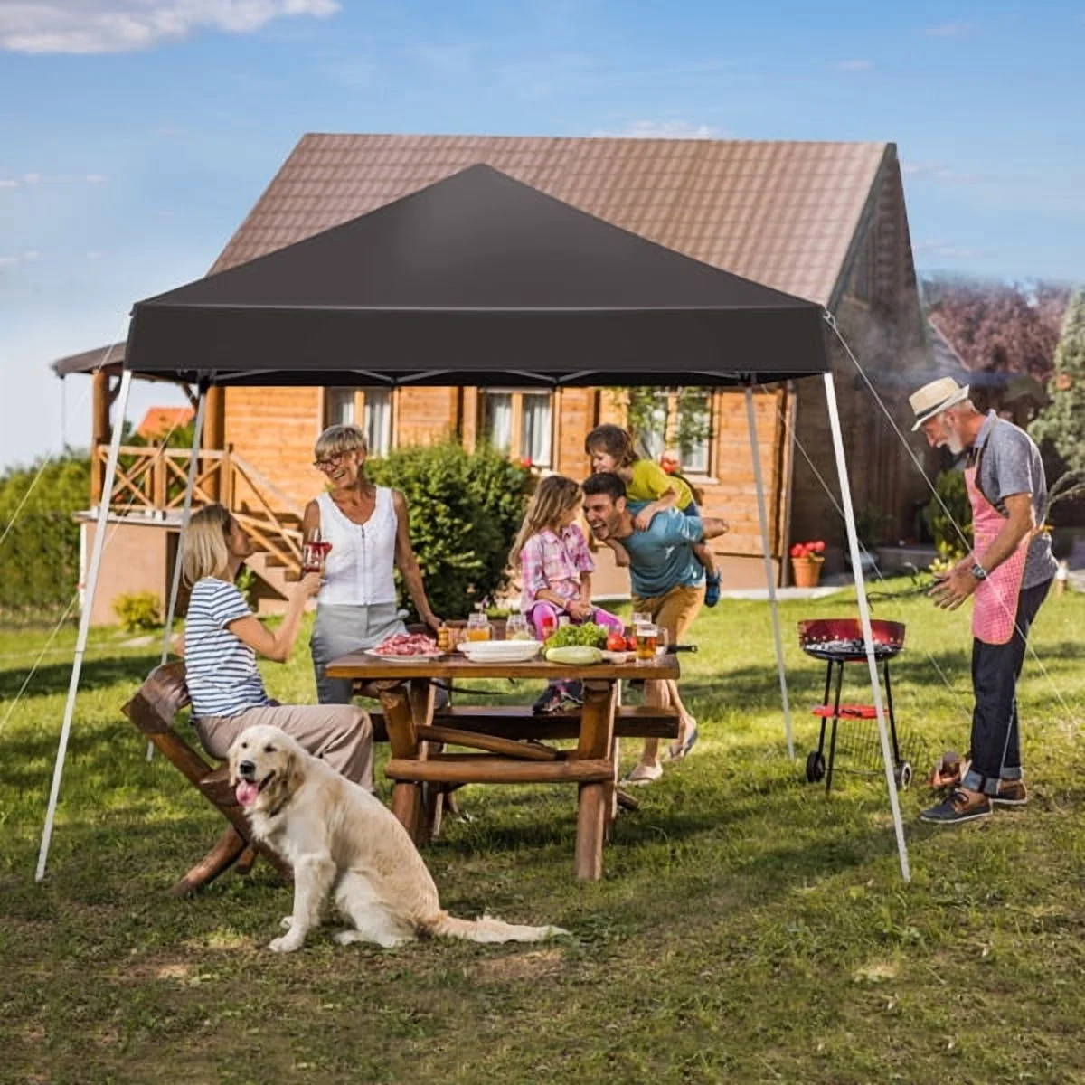 8x8ft Pop Up Canopy Tent, Outdoor Tent Canopy Foldable Portable Canopies for Camping, Patio, Easy Up Gazebo Canopy with Carry Bag Slant Legs, Dark Grey - Image 10