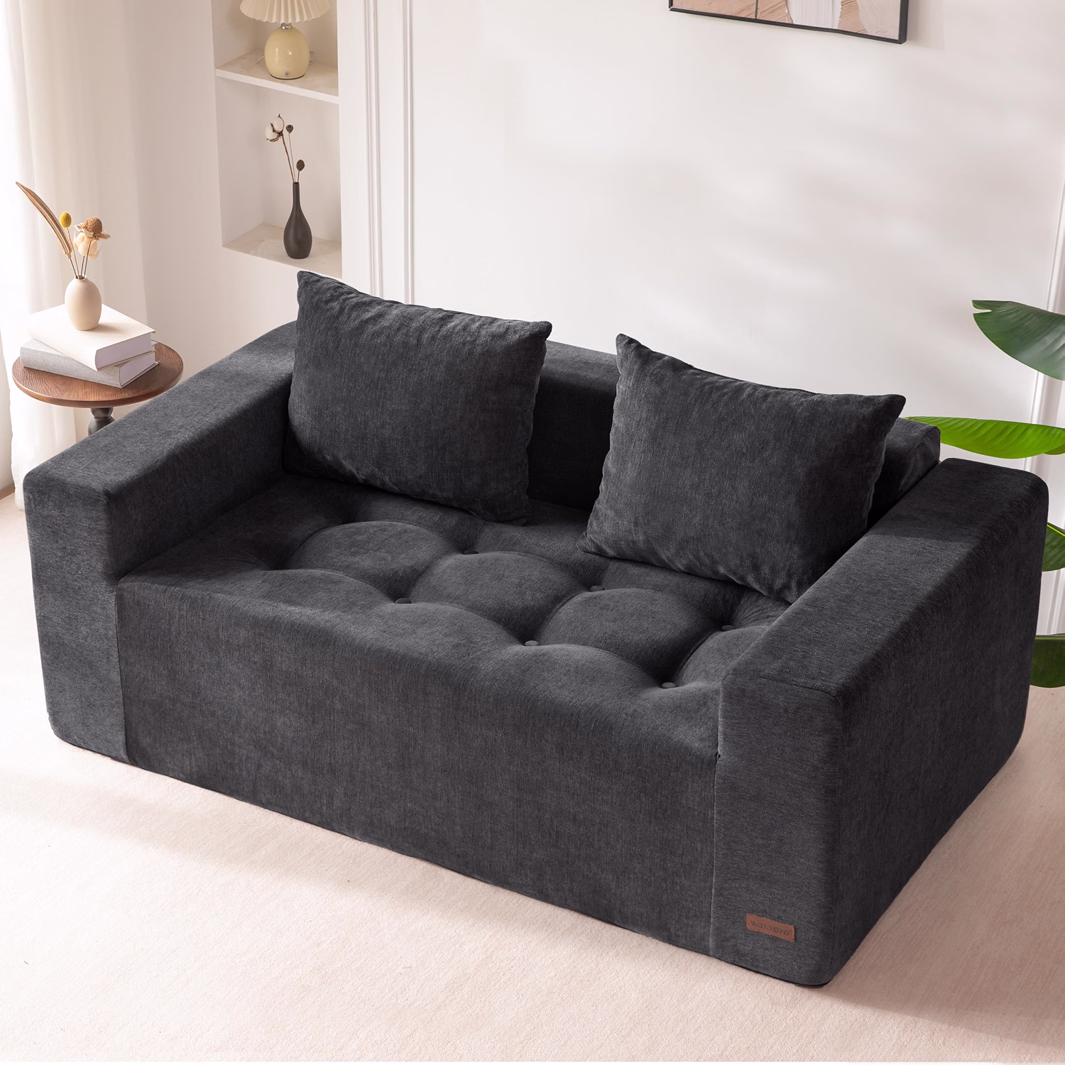 Modular Sofa Couch, 61" Loveseat Boneless Cloud Couch with Deep Seat, Chenille Upholstered Living Room Comfy Sofa Chair for Living Room, No Assembly Required, Dark Grey - Image 3