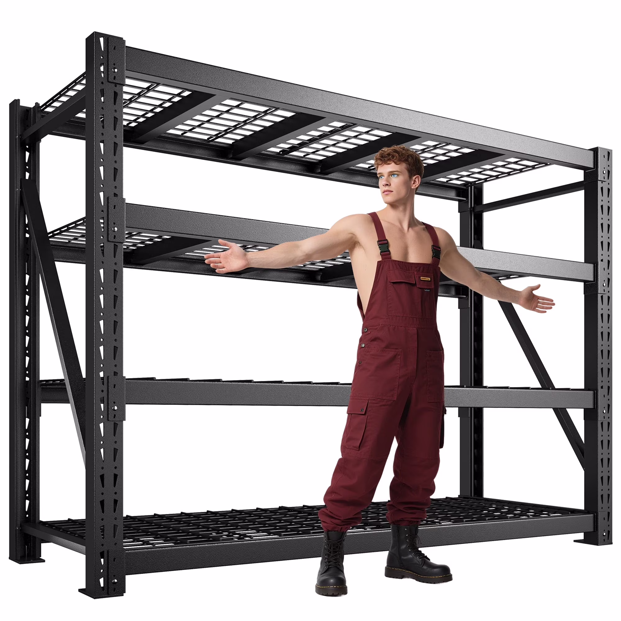 REIBII 11000LBS Heavy Duty Industrial Shelving Unit for Garage Storage,Shop,Warehouse,Basement,Commercial,60"W x 24"D x 72"H - Image 3