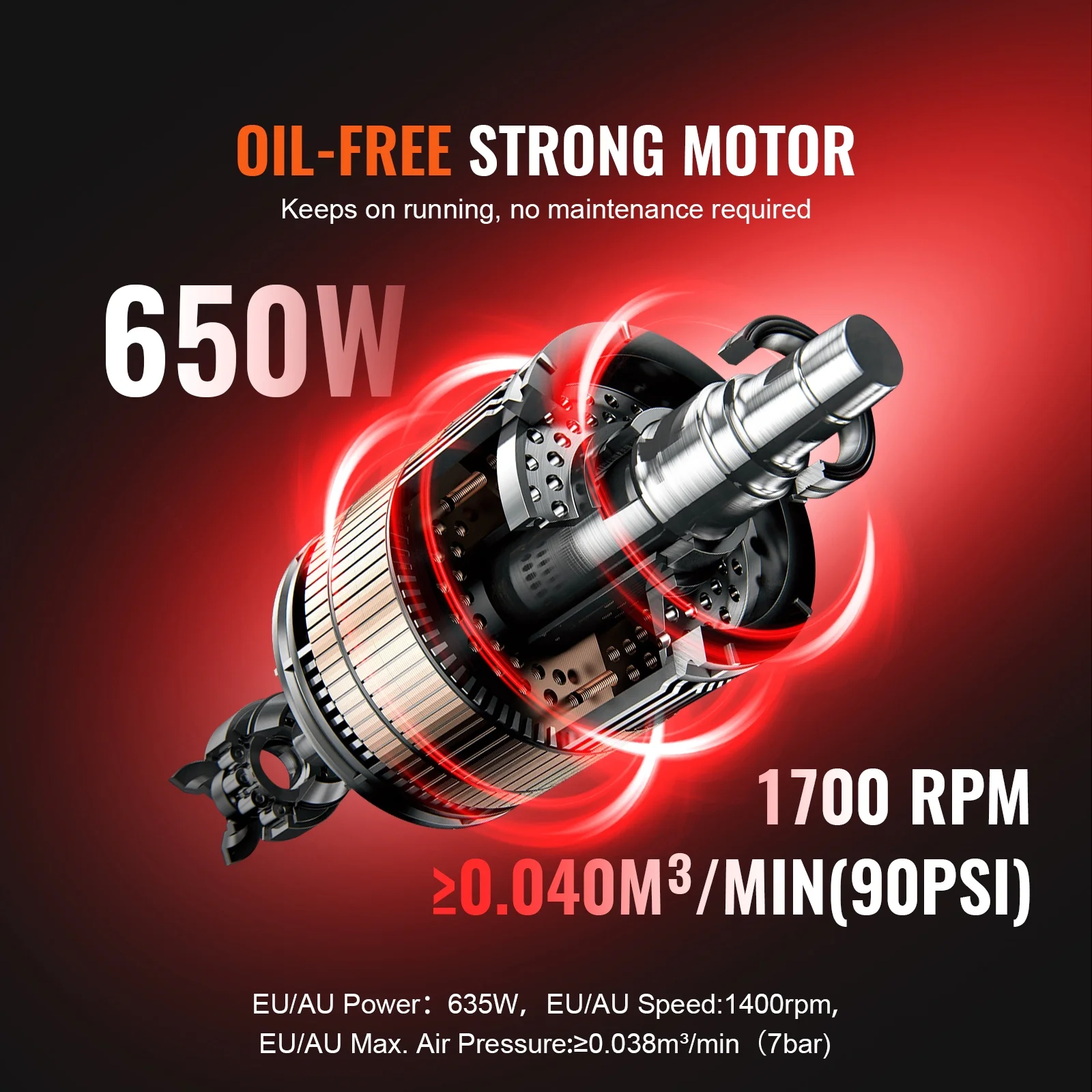 KFFKFF Air Compressor with 1 Gallon Steel Tank, 1HP, 1.5 CFM at 90PSI & Max Pressure of 120PSI, Oil-Free Operation, 78dB Low Noise Level, Ideal for Automotive Maintenance, Tire Inflation - Image 8