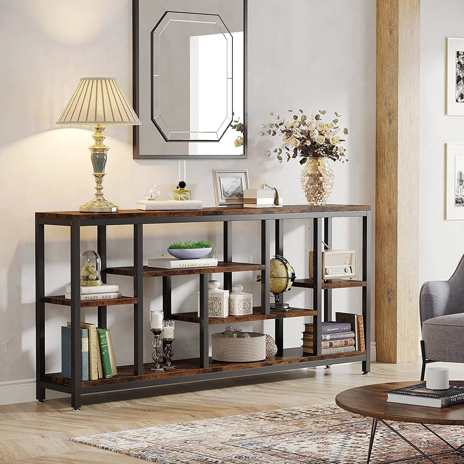 70.9 Inch Console Sofa Table with Storage, 3-Tier Entryway Table for Hallway - Image 5