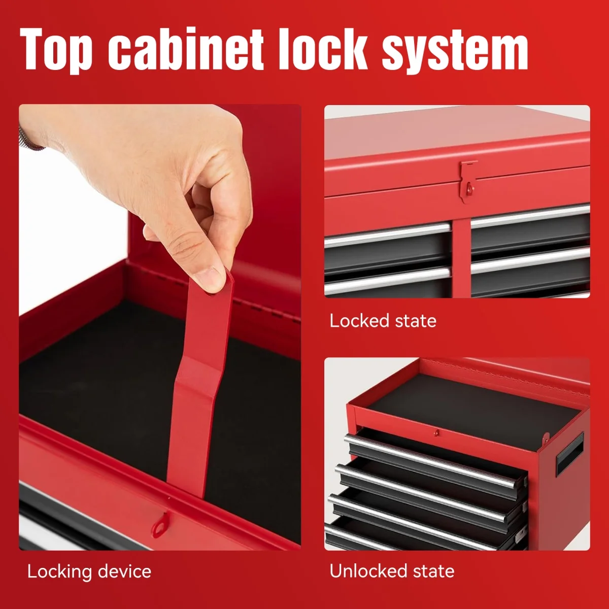 Rolling Tool Chest with 5 Drawers and Detachable Top Box Heavy Duty Steel Construction Lockable Wheels for Garage Workshop Storage Organization - Image 13