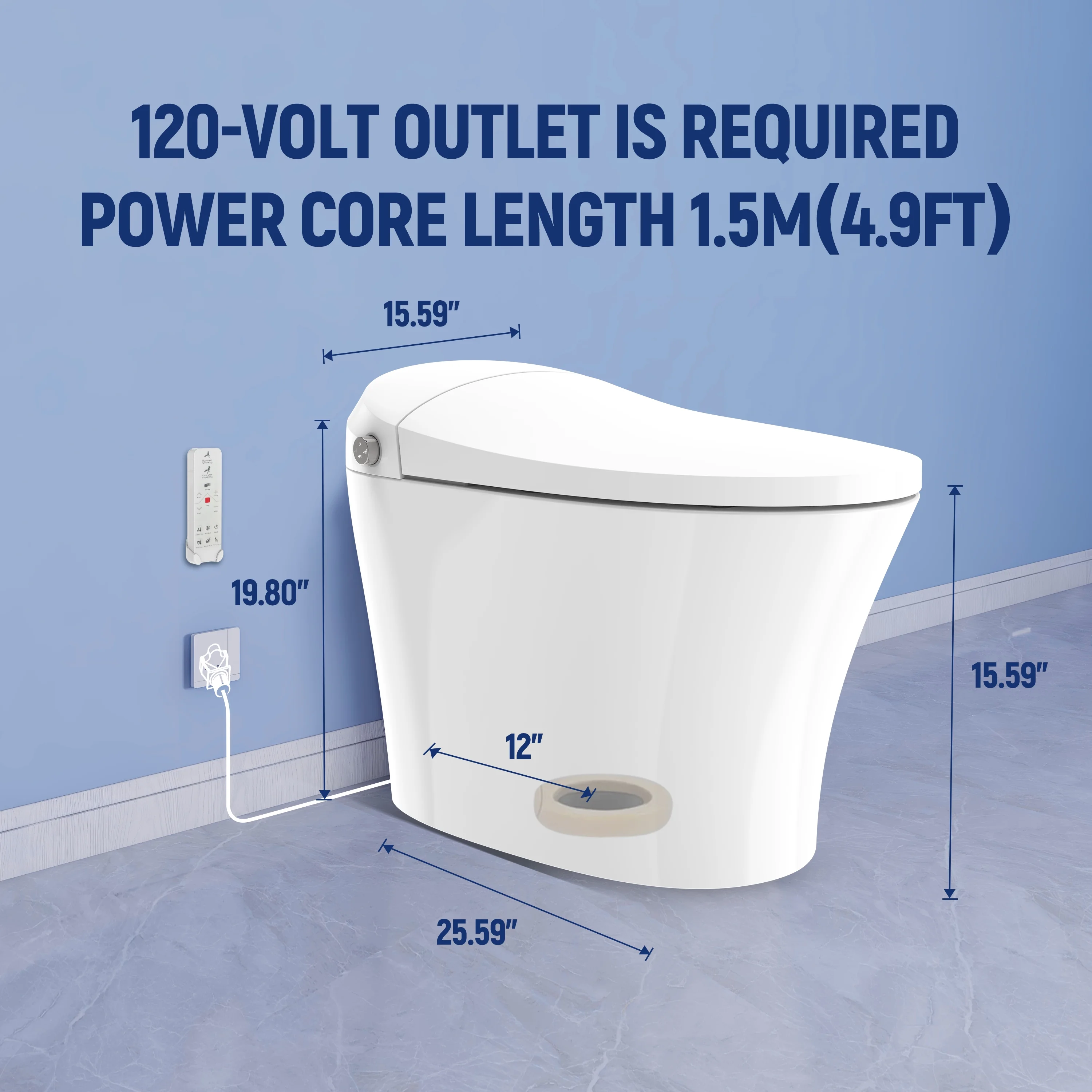 HOROW Tankless Toilet, Modern Smart Toilet without bidet, Self Cleaning One Piece Toilet with Warm Elongated Seat,Heated Toilet HR-T10SD - Image 14