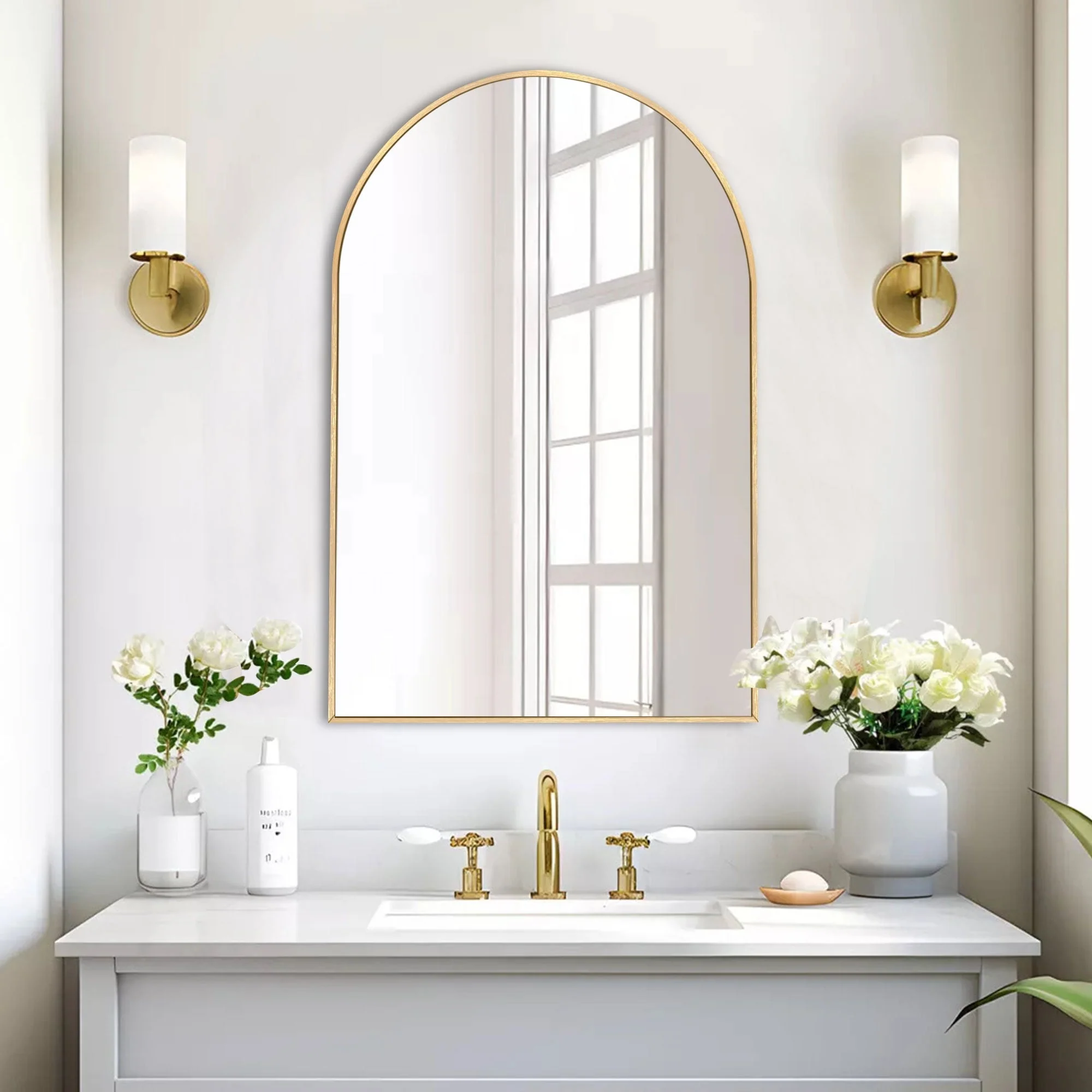 Modern Arch Aluminum Bathroom Wall Mirror, Wall Mounted Vanity Mirror for Bathroom, Bedroom and Home Decor - Image 6