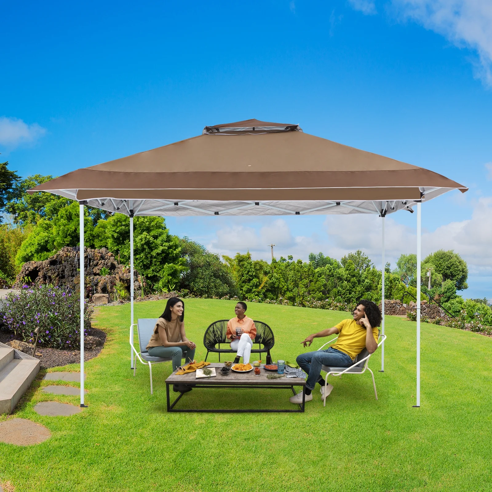 AVAWING 12x12 ft Outdoor Pop-up Canopy Party Tent Easy Setup Patio Wedding Tent, Khaki - Image 51