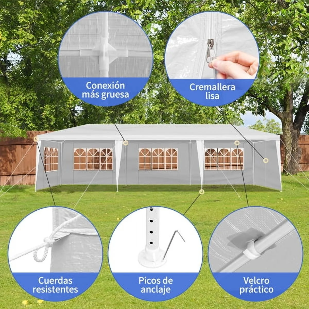 10'x30' Outdoor Party Tent with 8 Removable Sidewalls, Waterproof Canopy Patio Wedding Gazebo, White,white - Image 5