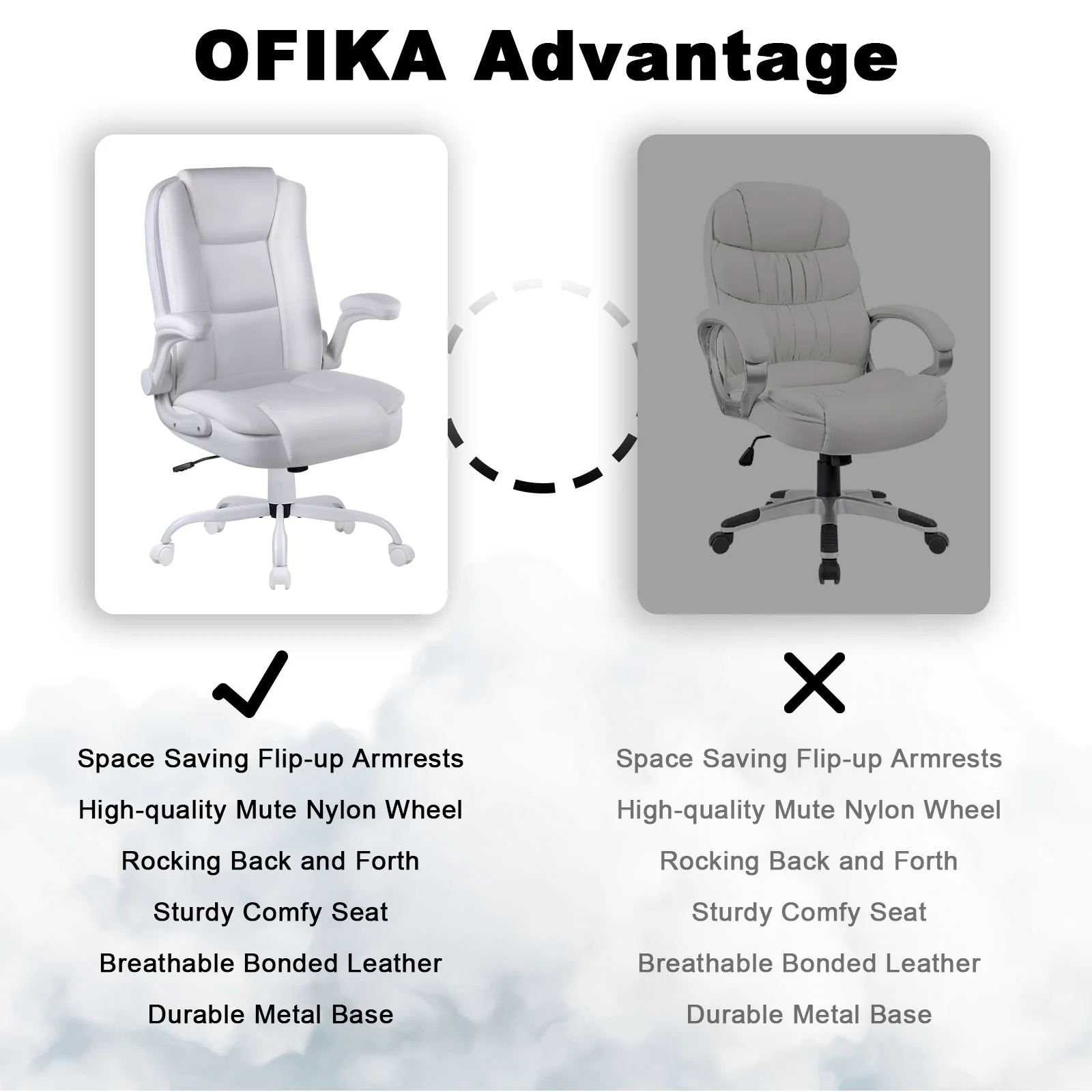 Big and Tall Ergonomic Office Chair, High Back Leather Executive Computer Chair with Padded Flip-Up Arms - Image 17