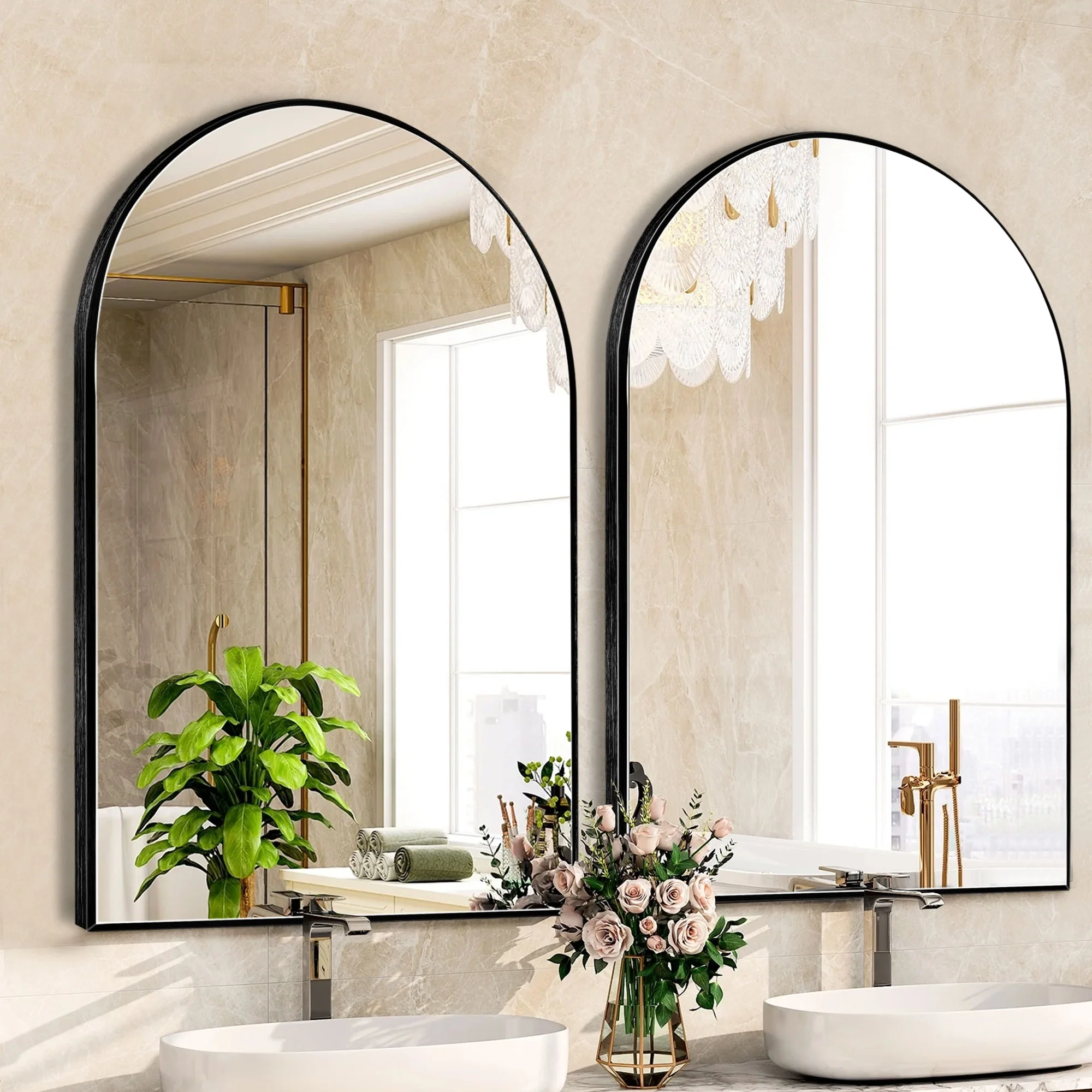 Modern Arch Aluminum Bathroom Wall Mirror, Wall Mounted Vanity Mirror for Bathroom, Bedroom and Home Decor - Image 11