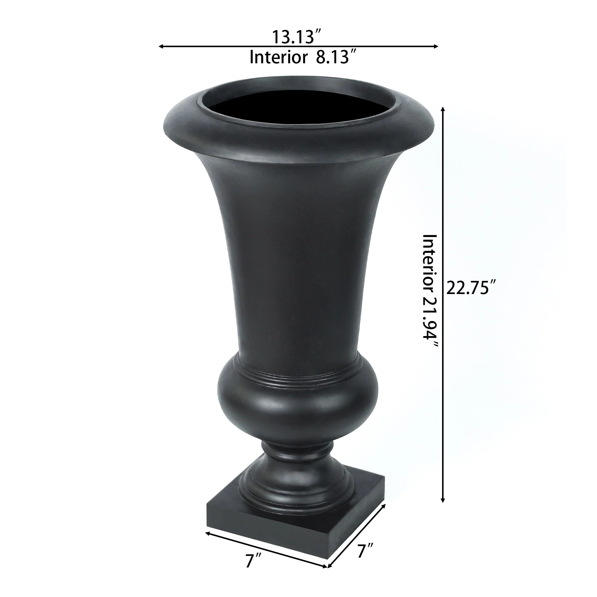 22.75" Tall Handmade Fiber Stone Urn Planter Pot, Decorative Outdoor Garden Flower Container for Patio and Home - Image 17