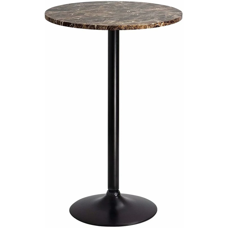 Round Bistro Pub Table, Bar Height Cocktail Table with Metal Base and MDF Top, 23.8 Inch - Image 2