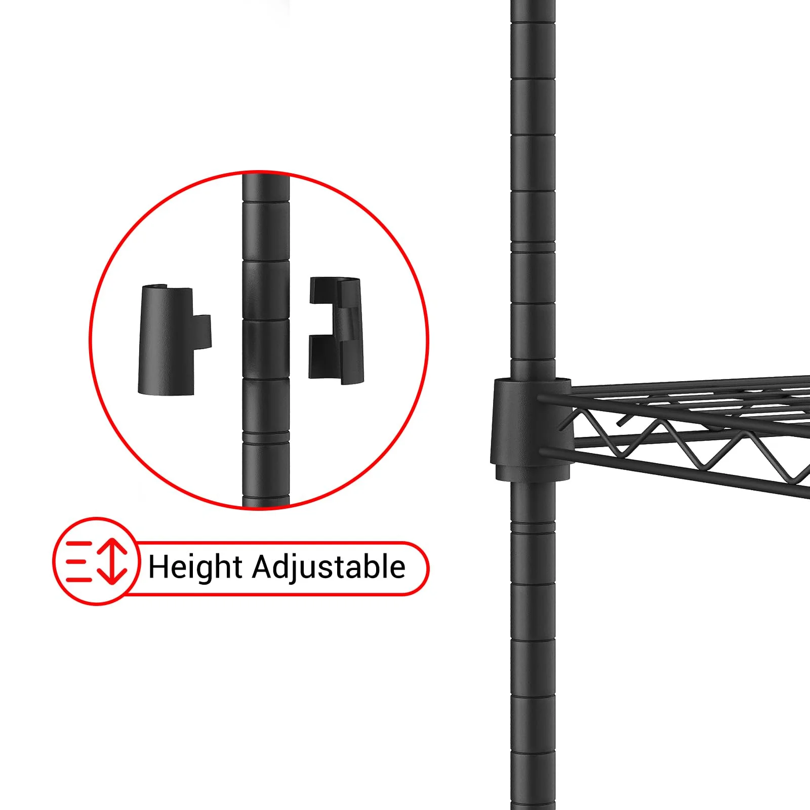 TROPOW 5 Tier Wire Shelving Garage Shelving Heavy Duty Adjustable Garage Shelves, Storage Rack for Storage Warehouse Pantry Closet, Basement Pantry Utility Storage Shelves, 59" W X59 H X 13.8" D - Image 3