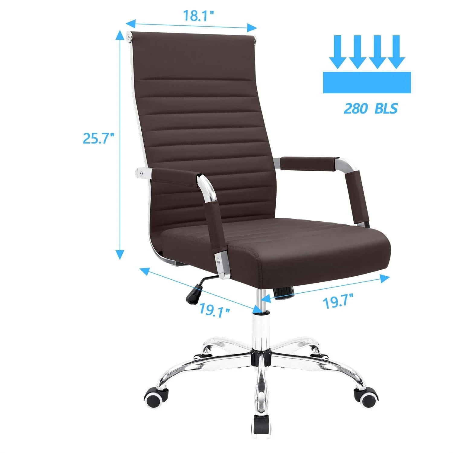 Ergonomic Ribbed Office Chair, Modern Computer Desk Chair with Comfortable Upholstered Seat for Home and Office - Image 25