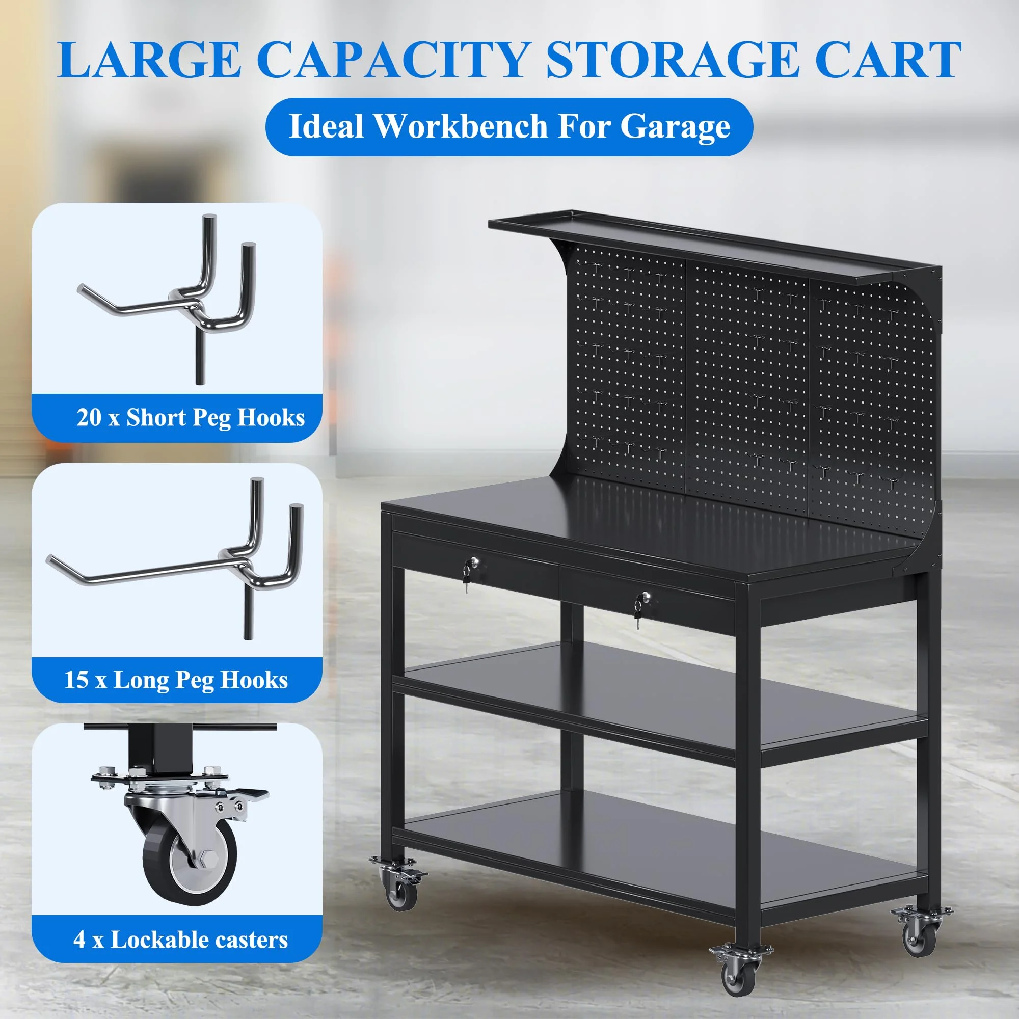 Aobabo Metal Storage Cabinet with Lock,Garage Storage Cabinet with Wheels,72In Steel Storage Cabinet for Garage Home Storage, Black Required-Assembly - Image 179