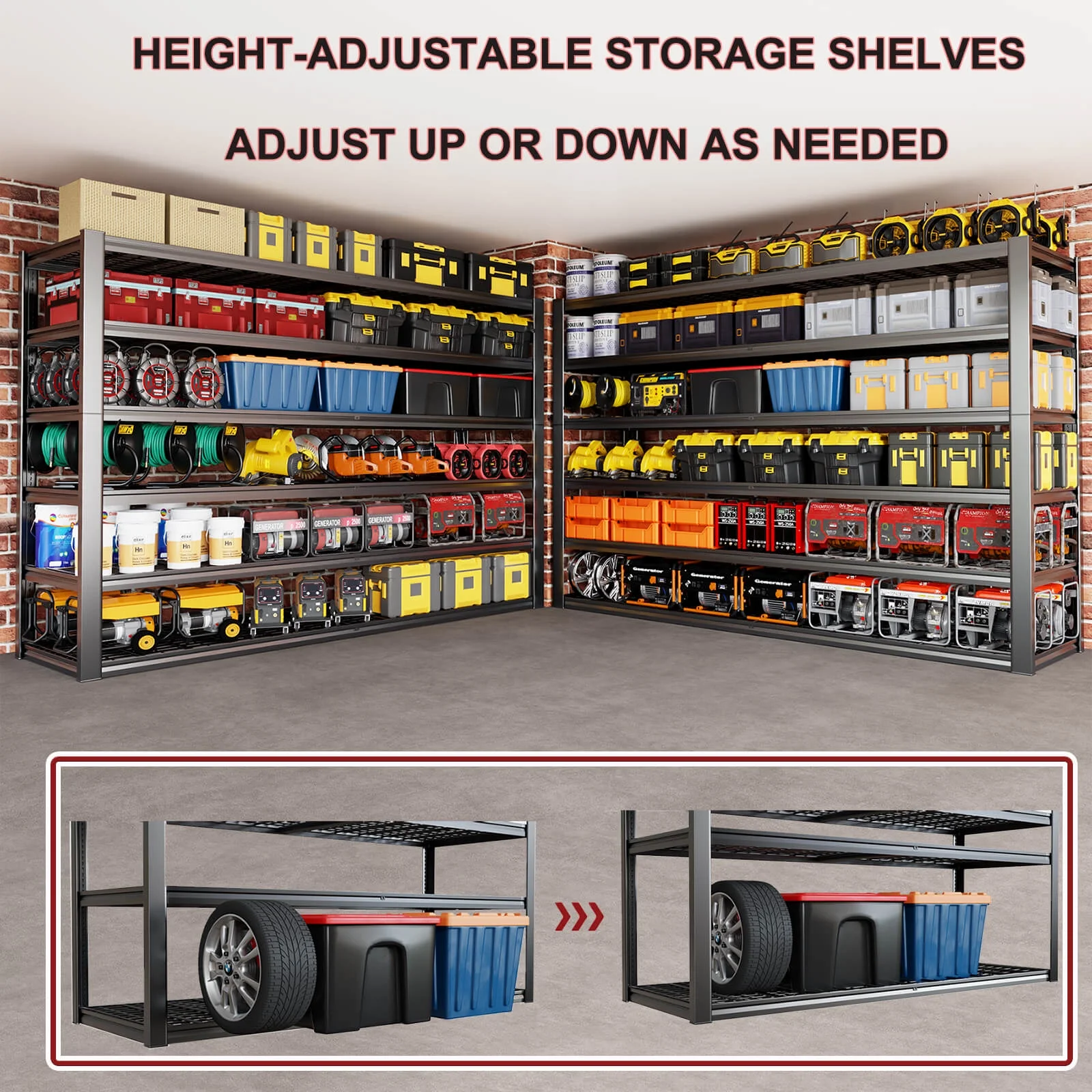 PMKES 67" W Garage Shelving 6 Tier Heavy Duty Storage Shelves 3500LBS Adjustable Metal Shelving Unit for Storage Rack 67" W x 24" D x 87" H - Image 4