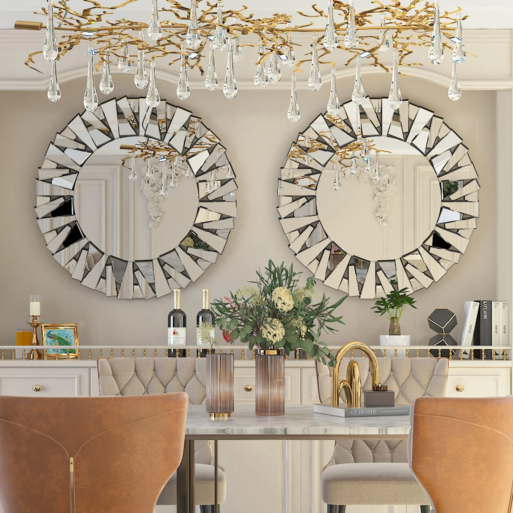 32 Inch Round Decorative Wall Mirror, Glass Accent Mirror for Home Decor - Image 5