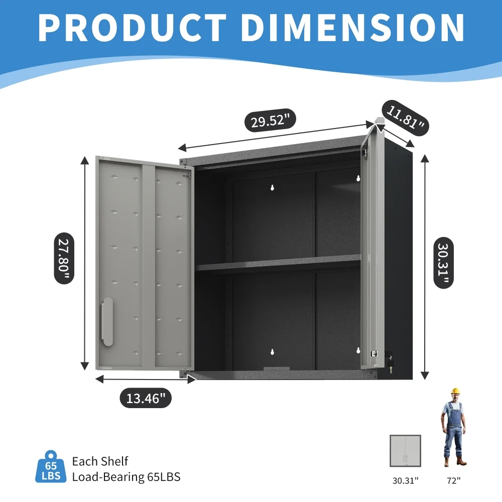 Tcbosik Rolling Storage Cabinet with Storage, Metal Tool Cabinet with Adjustable Shelf and 2 Doors, Lockable Storage Cabinet for Home Office Garage Basement, Black - Image 15
