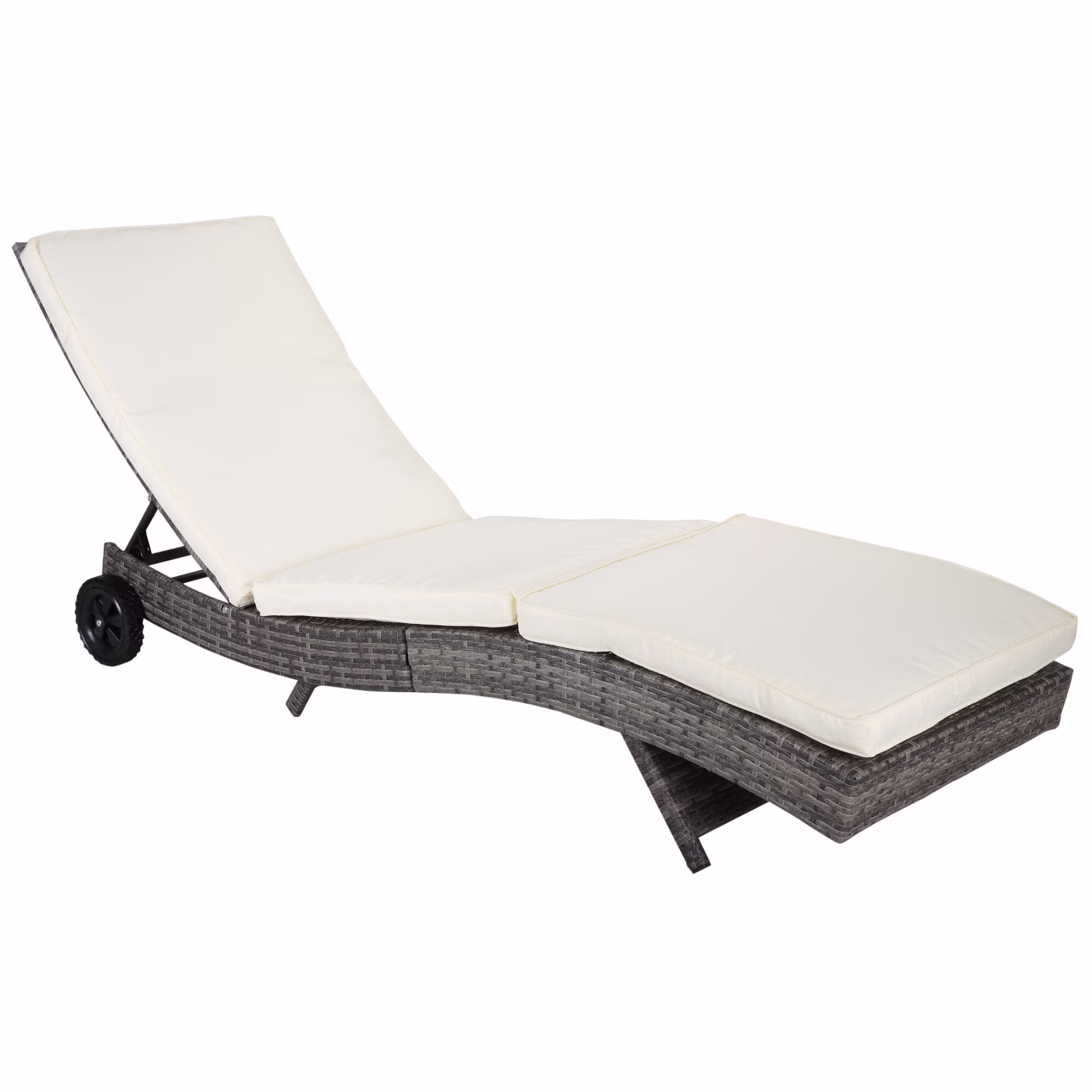 DUOSONG Outsunny 27 Gallon Patio Wicker Storage Bench, Outdoor Pe Rattan Patio Furniture, 2-In-1 Large Capacity Rectangle Garden Storage Box With Handles And Cushion, Cream White Brown+White Steel - Image 5