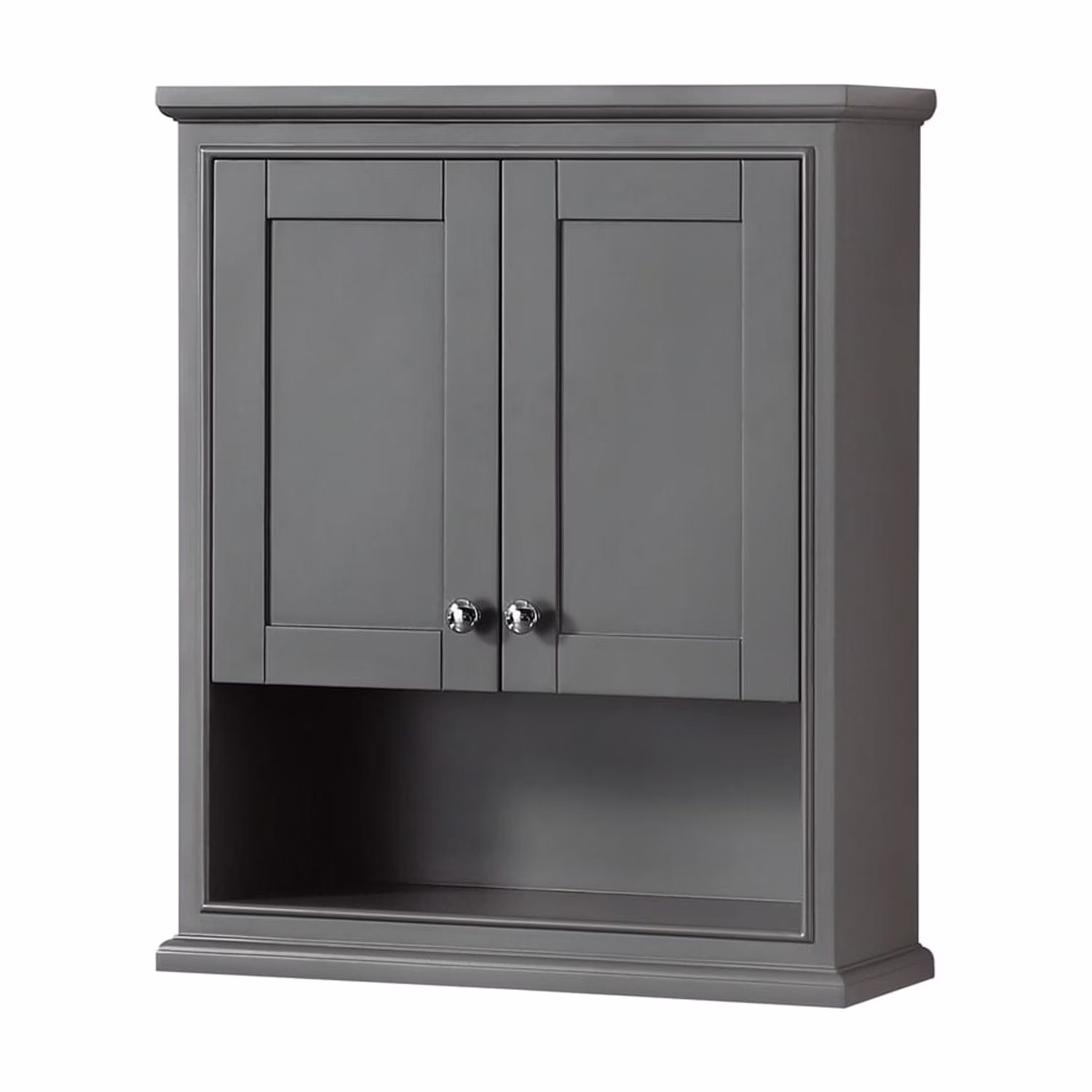 Wyndham Collection Deborah Over-the-Toilet Bathroom Wall-Mounted Storage Cabinet in Dark Gray with Matte Black Trim - Image 5