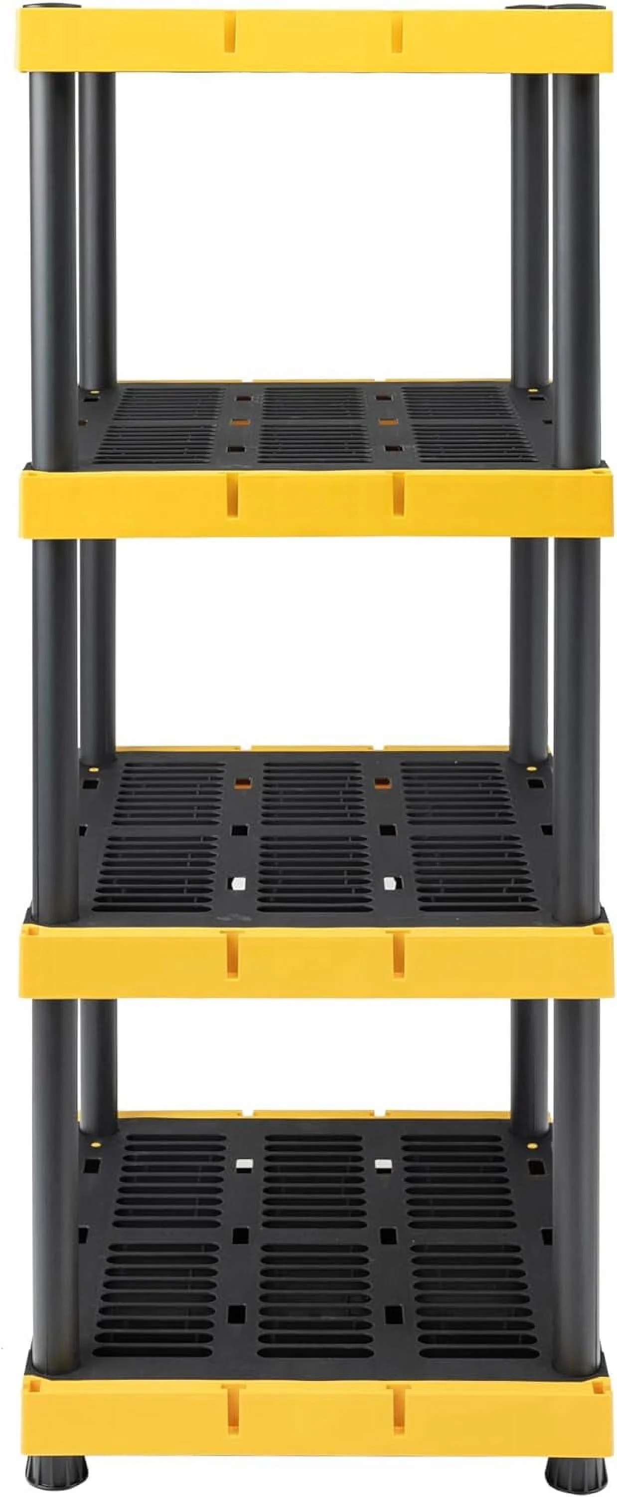 BLACK & YELLOW 4-Tier Heavy Duty Plastic Storage Shelving Unit, 100lbs/shelf (55"H x 24"W x 20"D), for Indoor/Outdoor Organization, Modular Rack, Extremely Durable, Made in The USA - Image 8