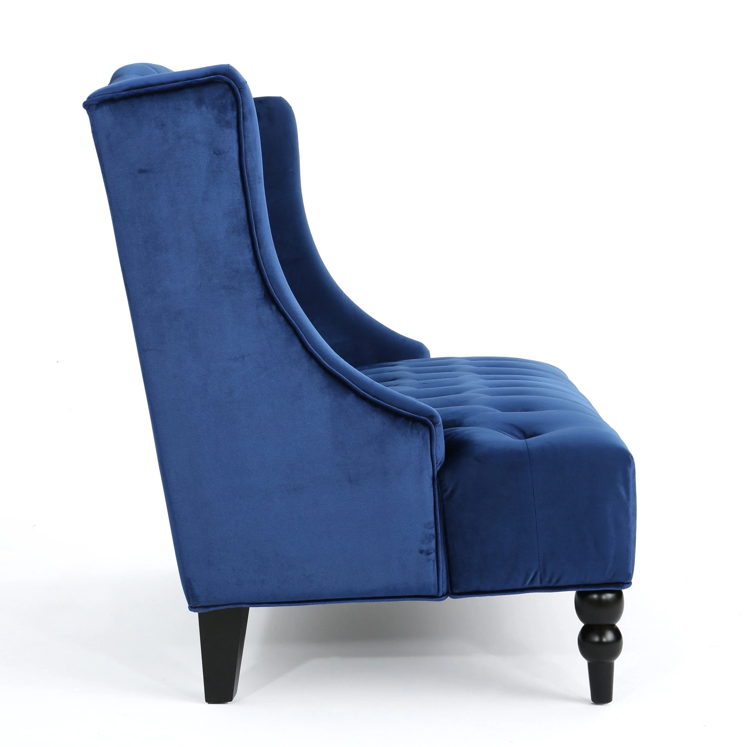 Christopher Knight Home Leora Modern Glam Tufted Velvet Wingback Loveseat by Armless Emerald Semi-Firm - Image 5