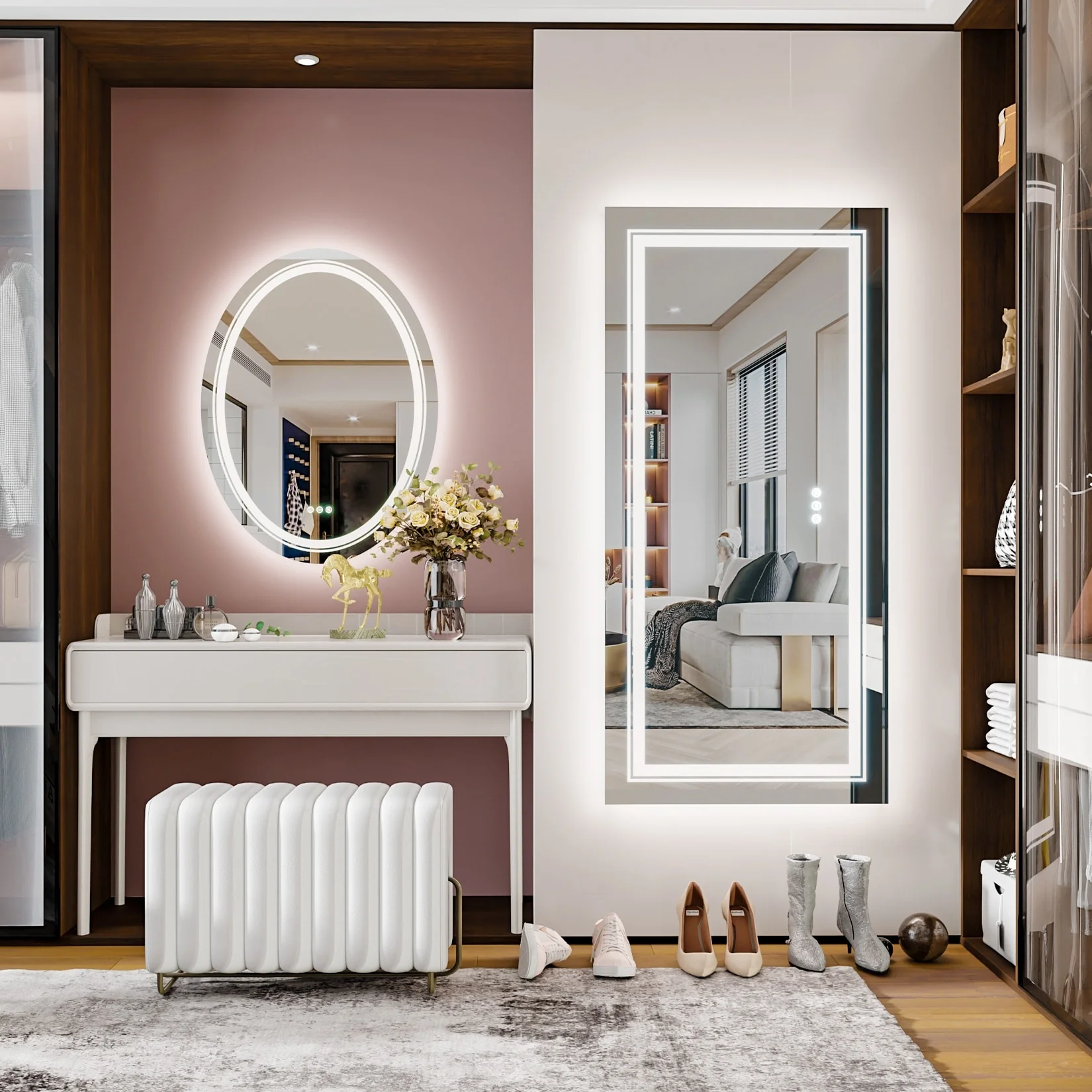 Extra Large LED Lighted Bathroom Mirror, Anti-Fog Wall Mounted Vanity Mirror with 3 Colors - Image 17